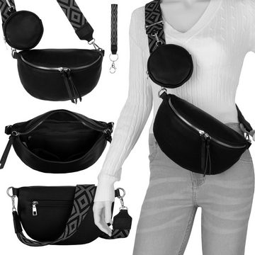 EAAKIE Gürteltasche Bauchtasche Umhängetasche Crossbody-Bag Hüfttasche Kunstleder Italy-D, als Schultertasche, CrossOver, Umhängetasche tragbar