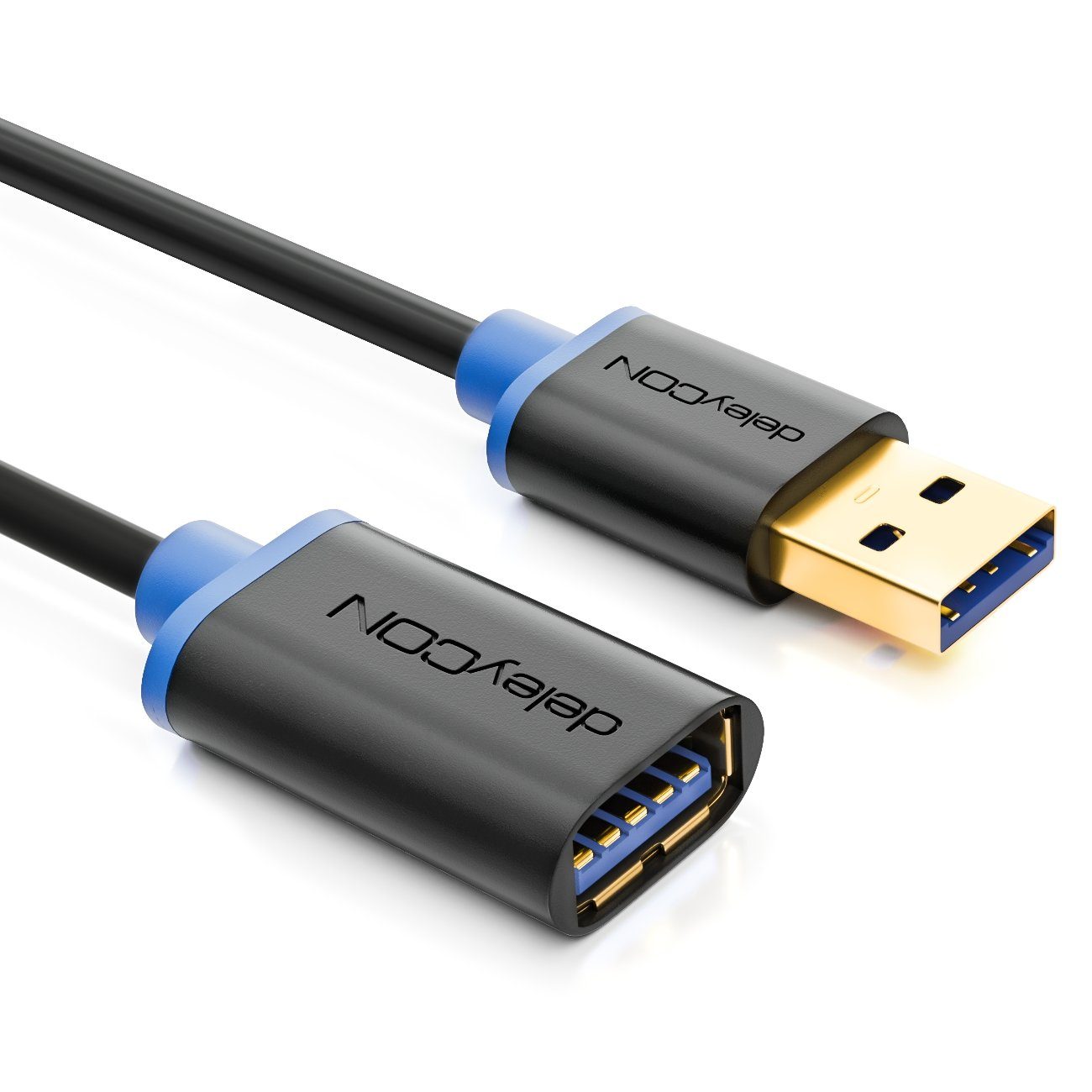 deleyCON deleyCON 3,0m USB3.0 Verlängerungskabel 5Gbit USB A-Stecker zu USB-Kabel