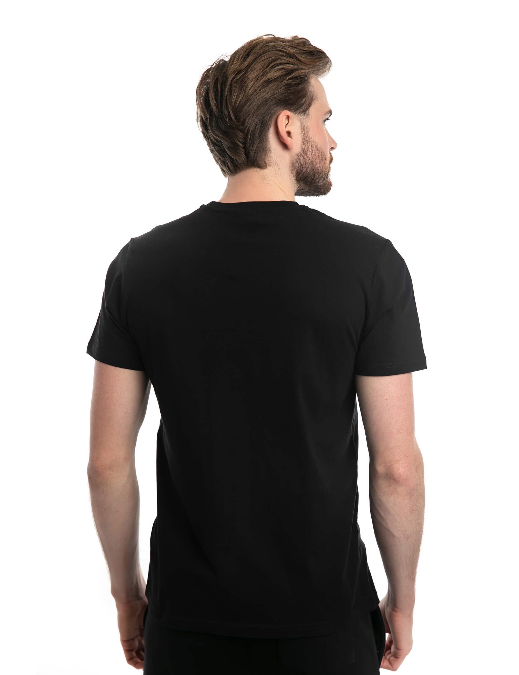 T-Shirt Baumwolle Basic 2-tlg., Rundhalsausschnitt, % 100 ROADSIGN 2er-Pack) schwarz mit (Doppelpack, australia Pack) (2-er