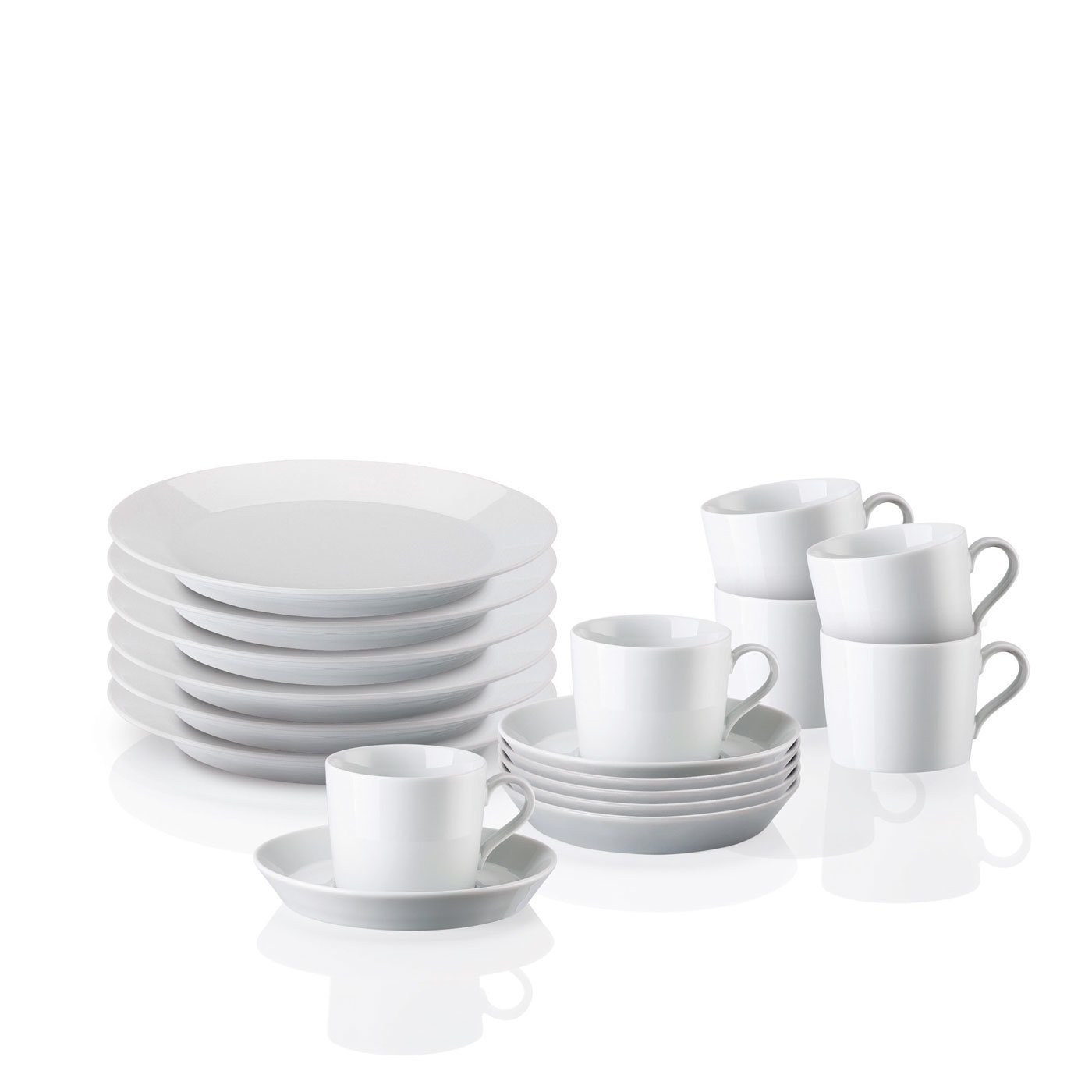 Weiß 1 Kaffee-Set TRIC - mikrowellengeeignet Set Kaffeeservice spülmaschinenfest, Personen, Porzellan, Porzellan, 18-tlg. - ARZBERG (18-tlg), 6