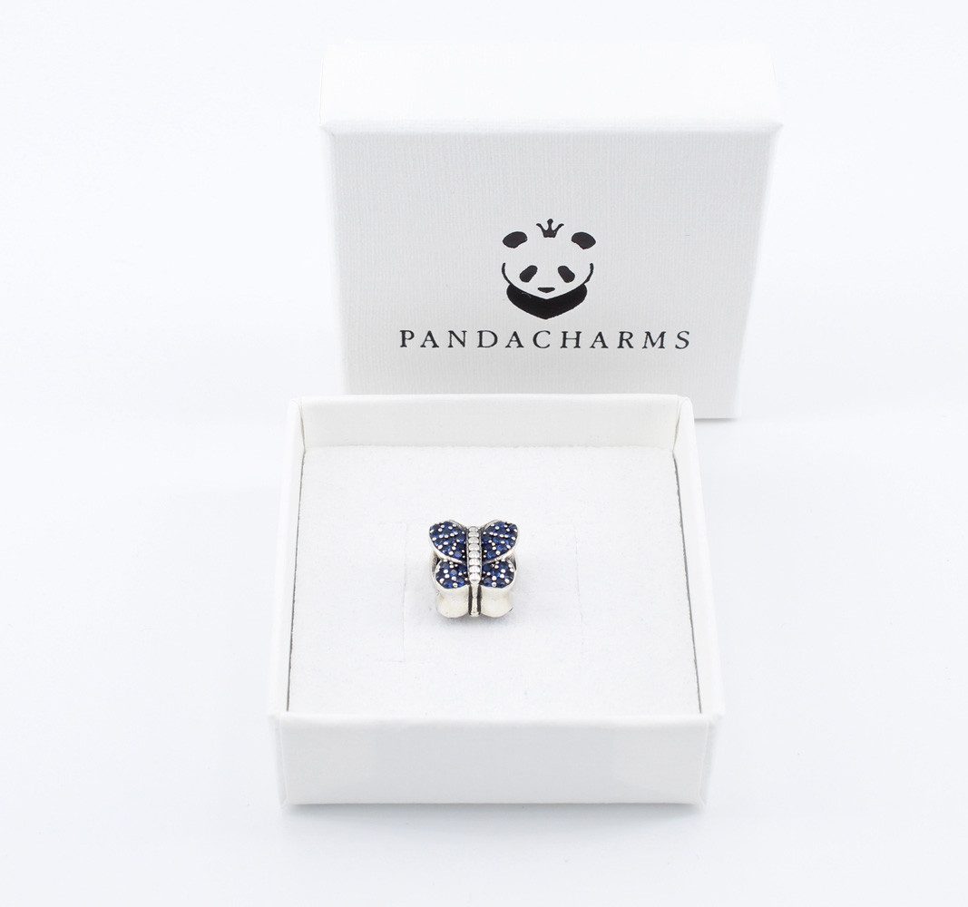 PANDACHARMS Bead Funkelnder blauer Schmetterling für Charm Armband, Silber, günstig online kaufen