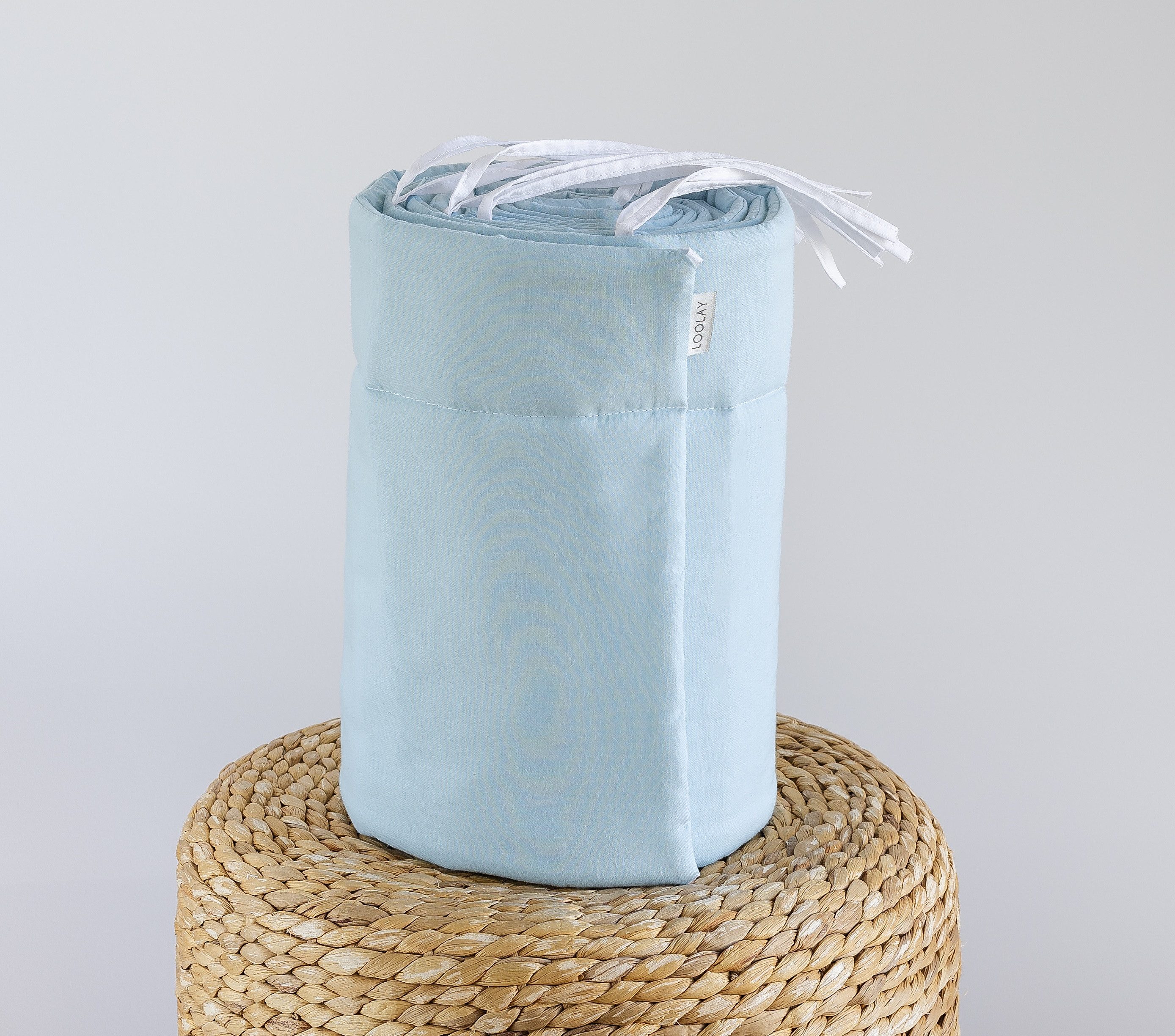 Loolay Bettnestchen HELLBLAU Blau Baumwolle Atmungsaktives Babybett Nestchen BETTUMRANDUNG, (Himmelblau GESCHENK Ausstattung für Neugeborene Babybett 140x70 o.  – Bild 4 von 5
