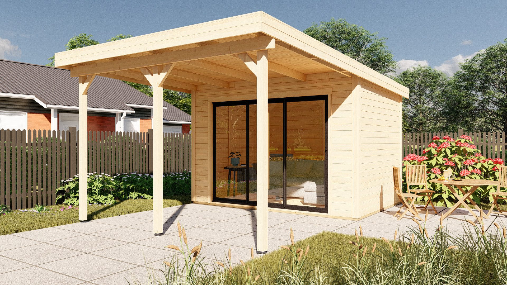 Finn Art Blockhaus Gartenhaus Holzhaus, BxT: 360x634 cm