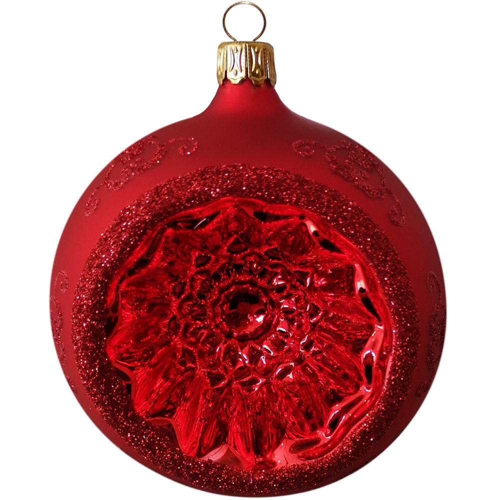 handbemalt rot Glasdesign (1 mundgeblasen, seidenmatt Weihnachtsbaumkugel St), Renaissanceband, Thüringer Reflexkugel,