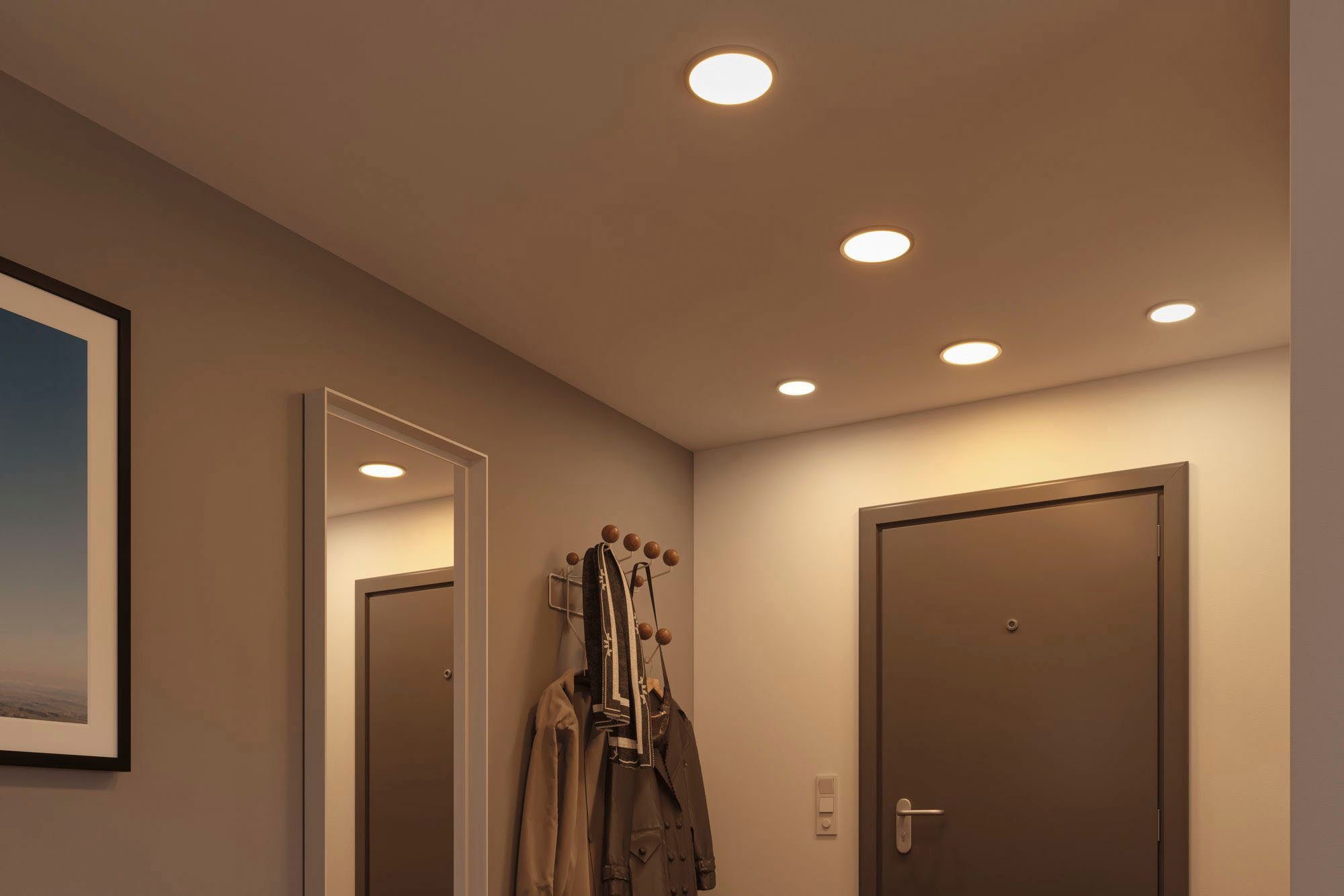 Paulmann LED Einbauleuchte Areo, fest LED-Modul, integriert, mehrere LED 3-Stufen-dimmbar Helligkeitsstufen, Warmweiß
