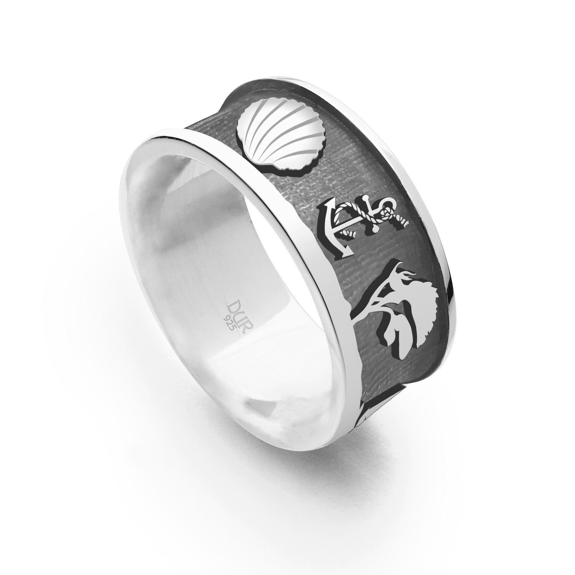 Fingerring DUR Schmuck: Ring "Ostsee 2.0" 925er Silber, sandlos, dunkel rhodinier
