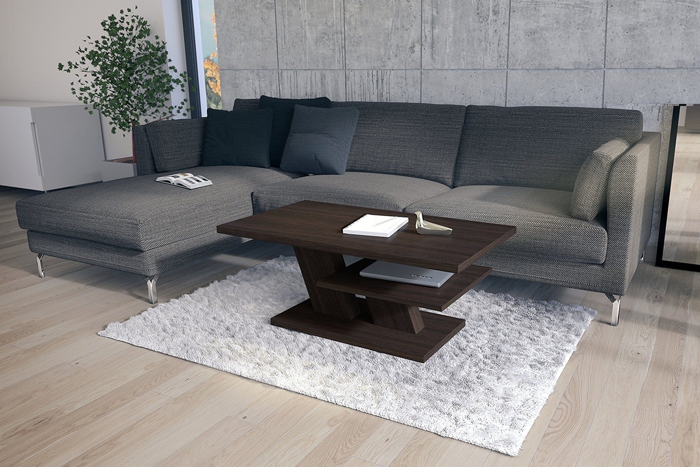 Mazzoni Couchtisch Cliff Walnuss Wenge Tisch Wohnzimmertisch 110x60x45cm