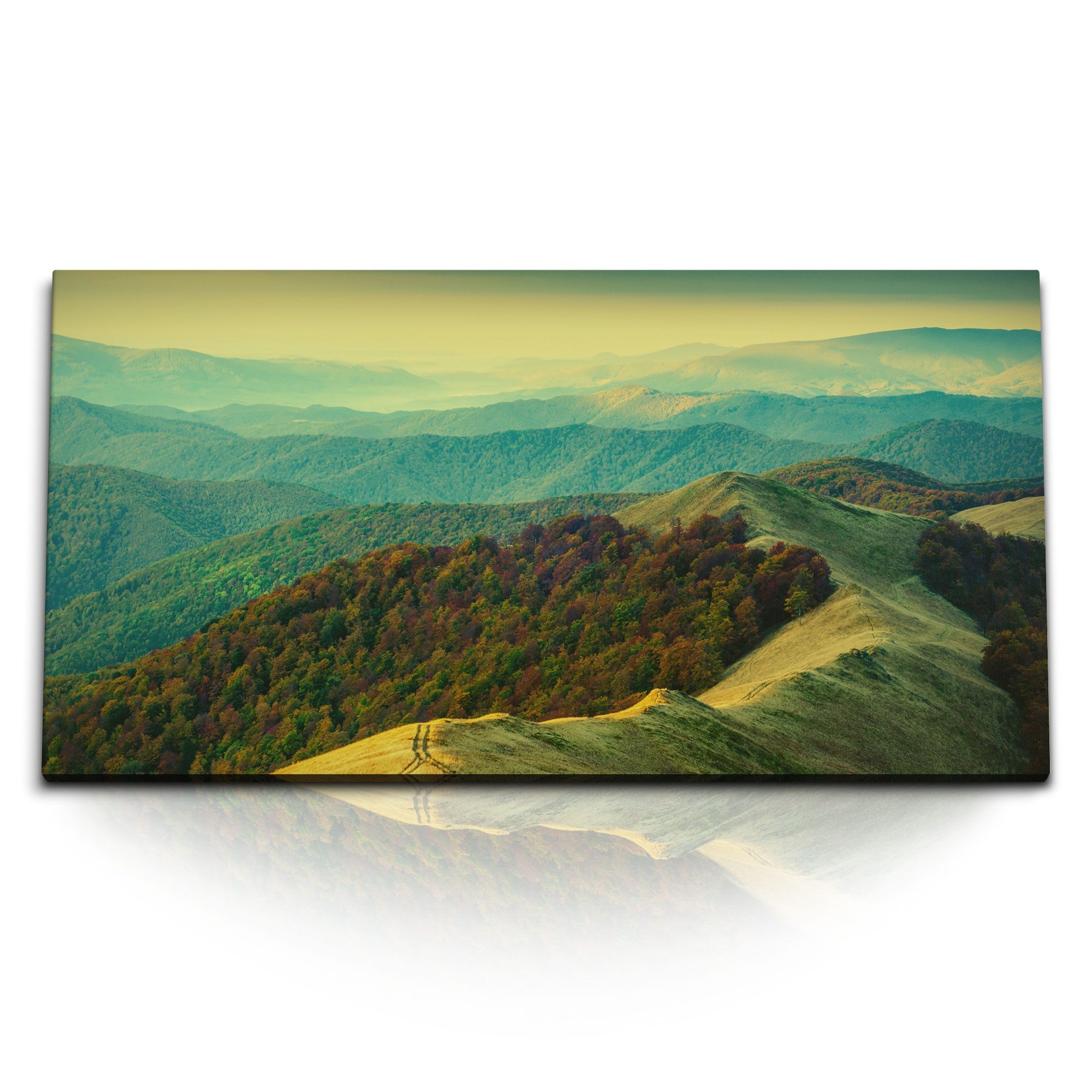 Leinwandbild Kunstdruck Bilder 120x60cm Berglandschaft Berge Natur Sonnenuntergang