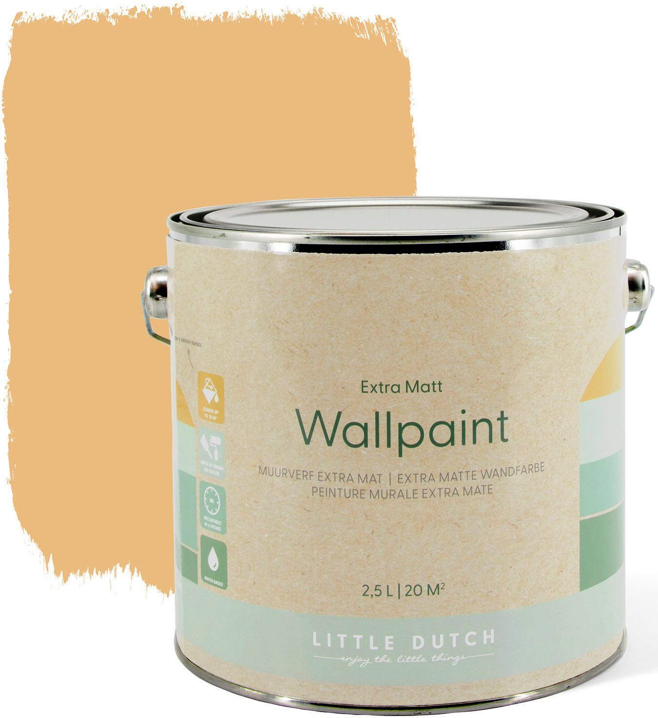 LITTLE DUTCH Wandfarbe Wallpaint, extra matt, hochdeckend und waschbeständig, für Kinderzimmer geeignet Faded Ocker