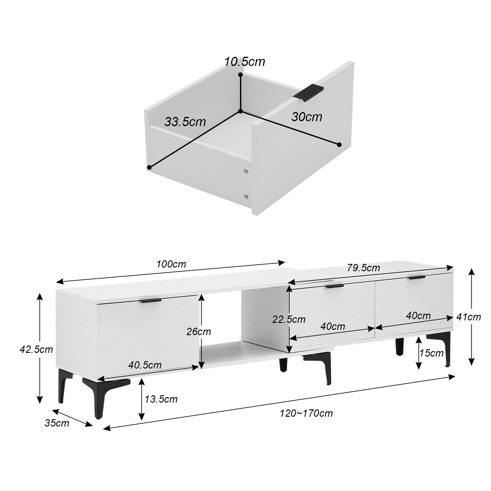 Ofcasa Lowboard TV-Schrank, 120-170x35x40cm Fernsehtisch mit günstig online kaufen