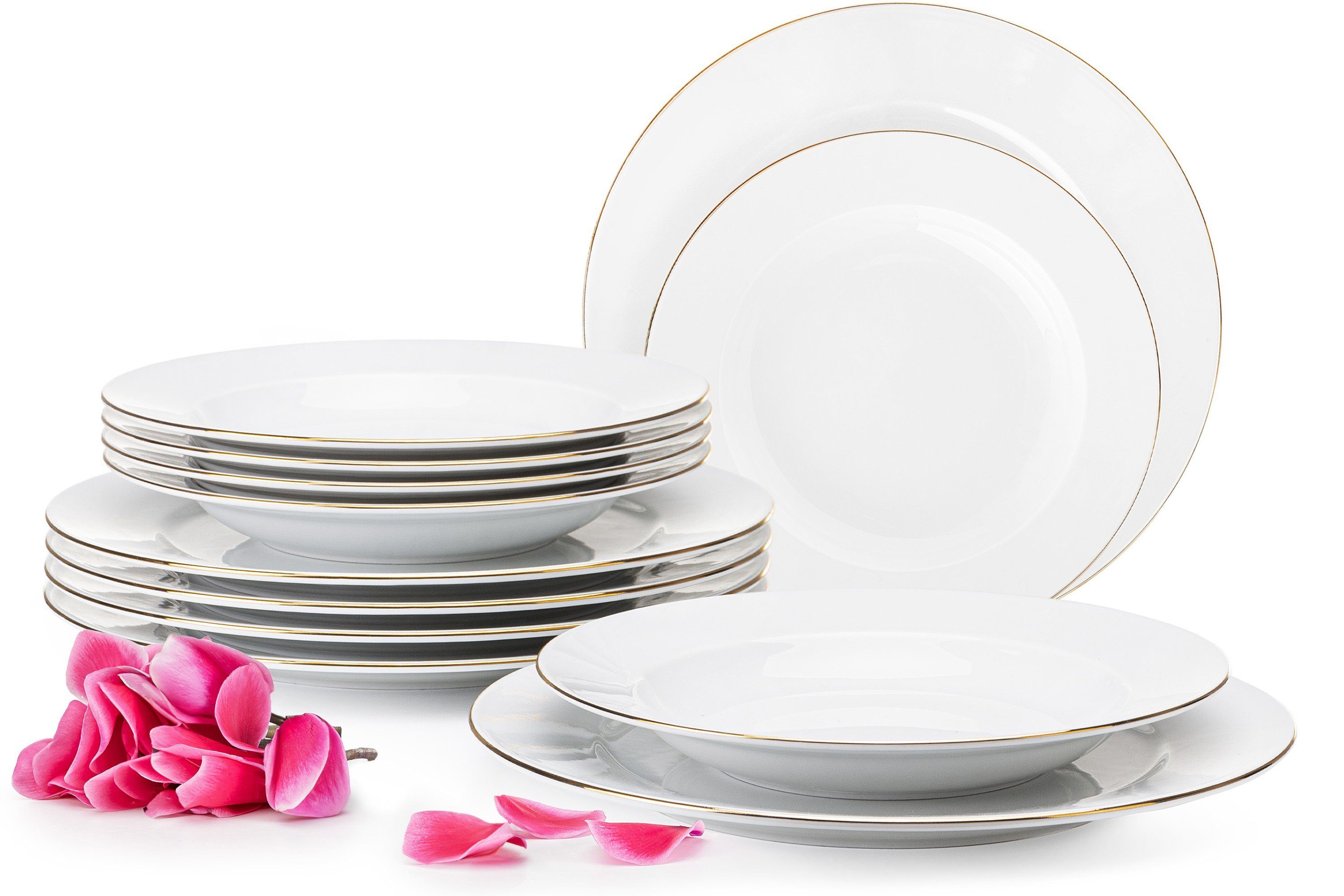 KONSIMO® Tafelservice MUSCARI Tafelservice 6 Personen (12-tlg), 6 Personen, Rund, Handwäsche, Elegant
