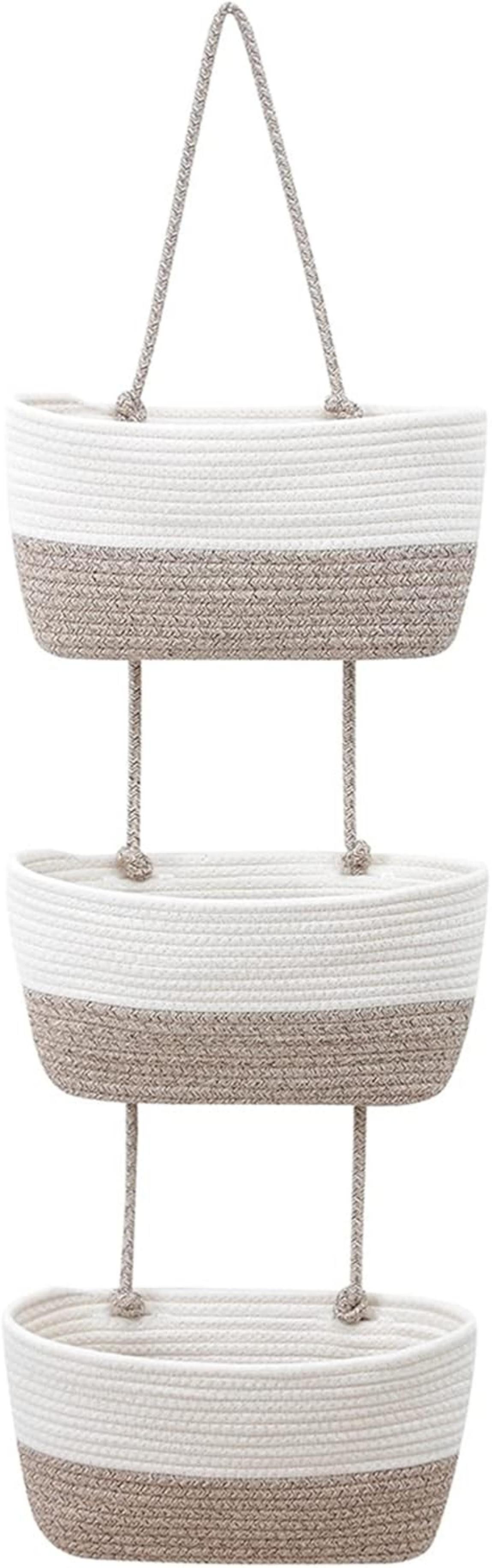 Coonoor Aufbewahrungsbox Wandablagekorb aus 3-lagigem Baumwollseil geflocht günstig online kaufen