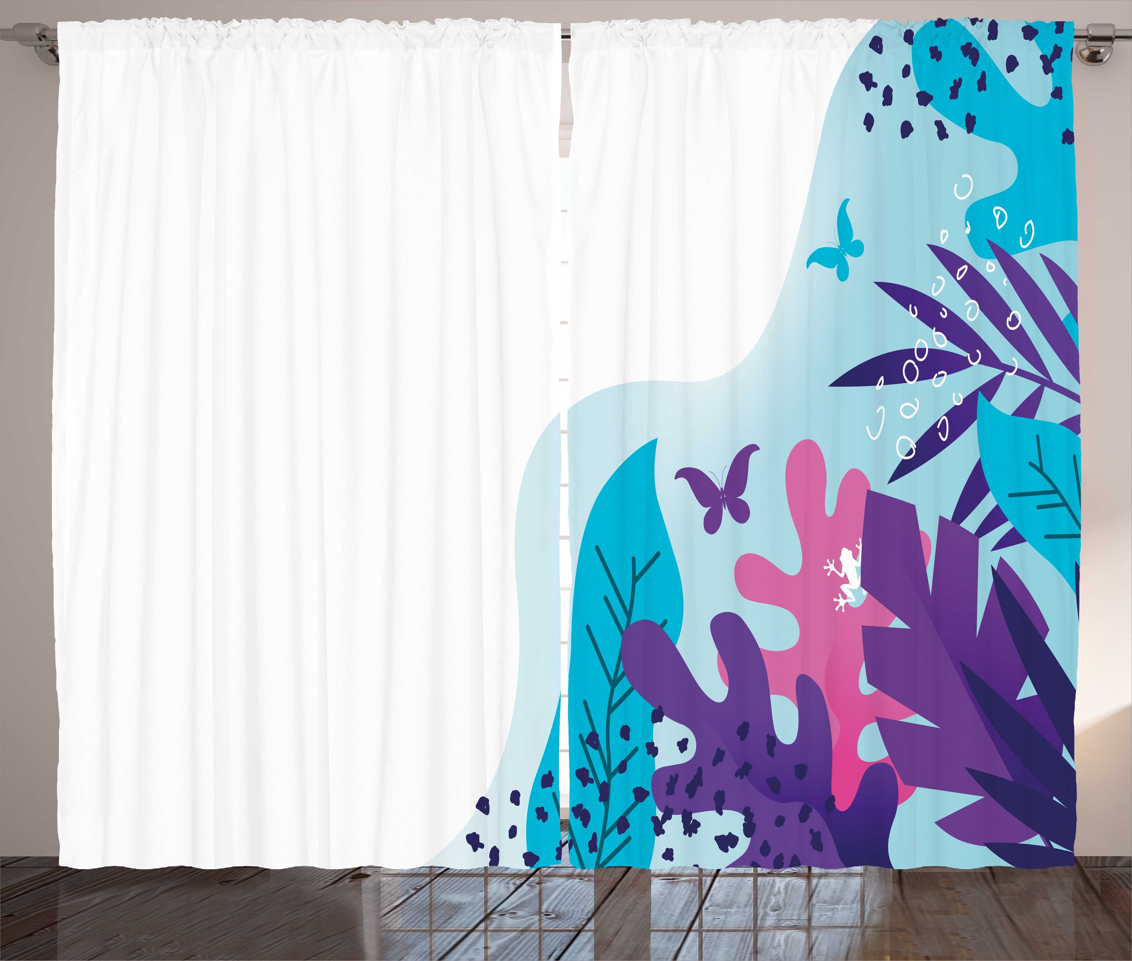 Gardine Schlafzimmer Kräuselband Vorhang Schmetterlinge Abakuhaus, Schlaufen und Exotisch mit Blätter Haken, Blots und