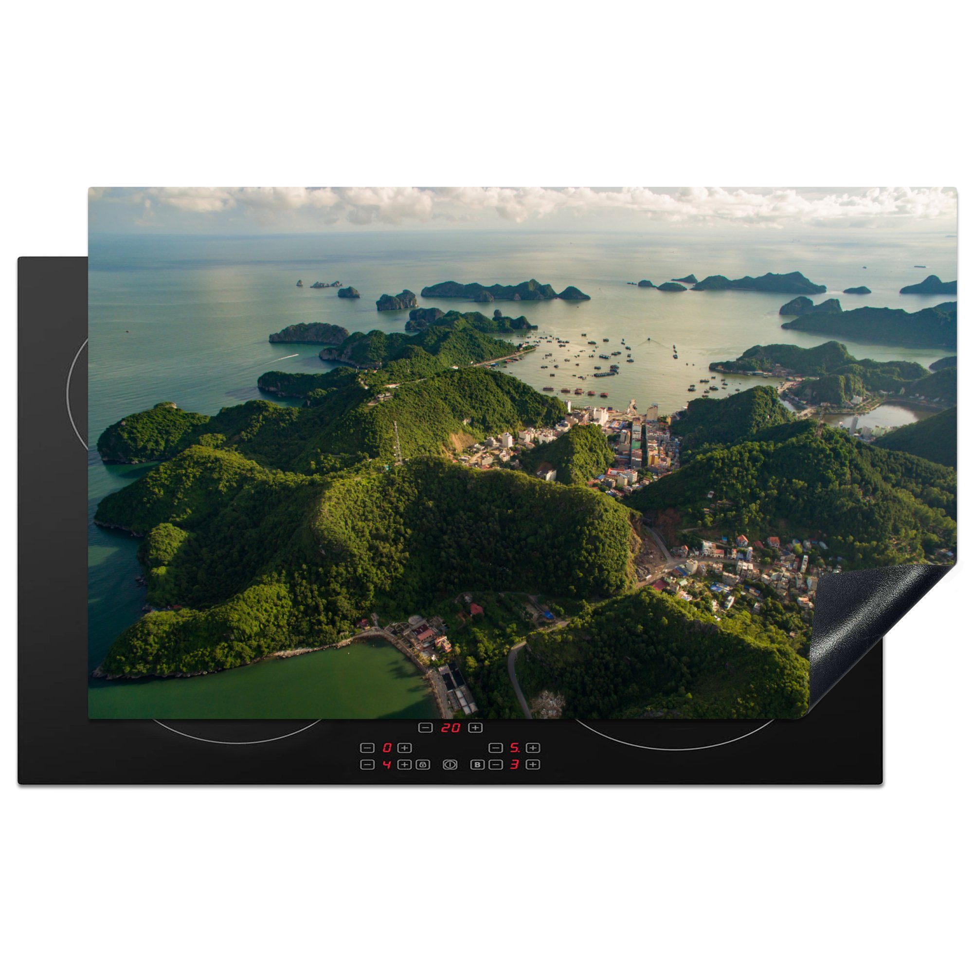 MuchoWow Herdblende-/Abdeckplatte Ein Luftbild des Nam Phong Nationalparks in Thailand, Vinyl, (1 tlg), 83x51 cm, Ceranfeldabdeckung, Arbeitsplatte für küche