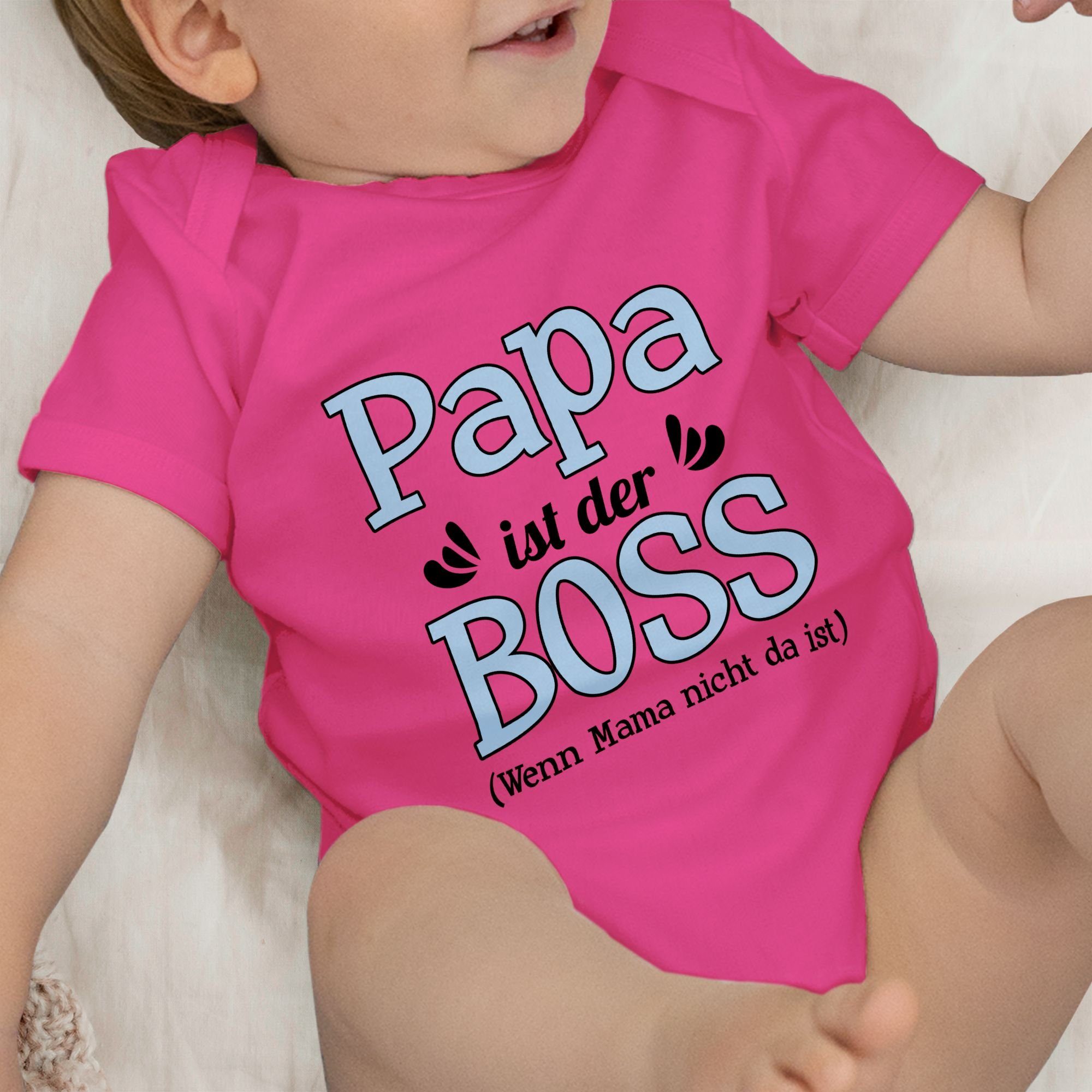 2 Shirtracer Sprüche ist der Shirtbody Boss Papa Mama ist wenn da Fuchsia - Baby nicht blau