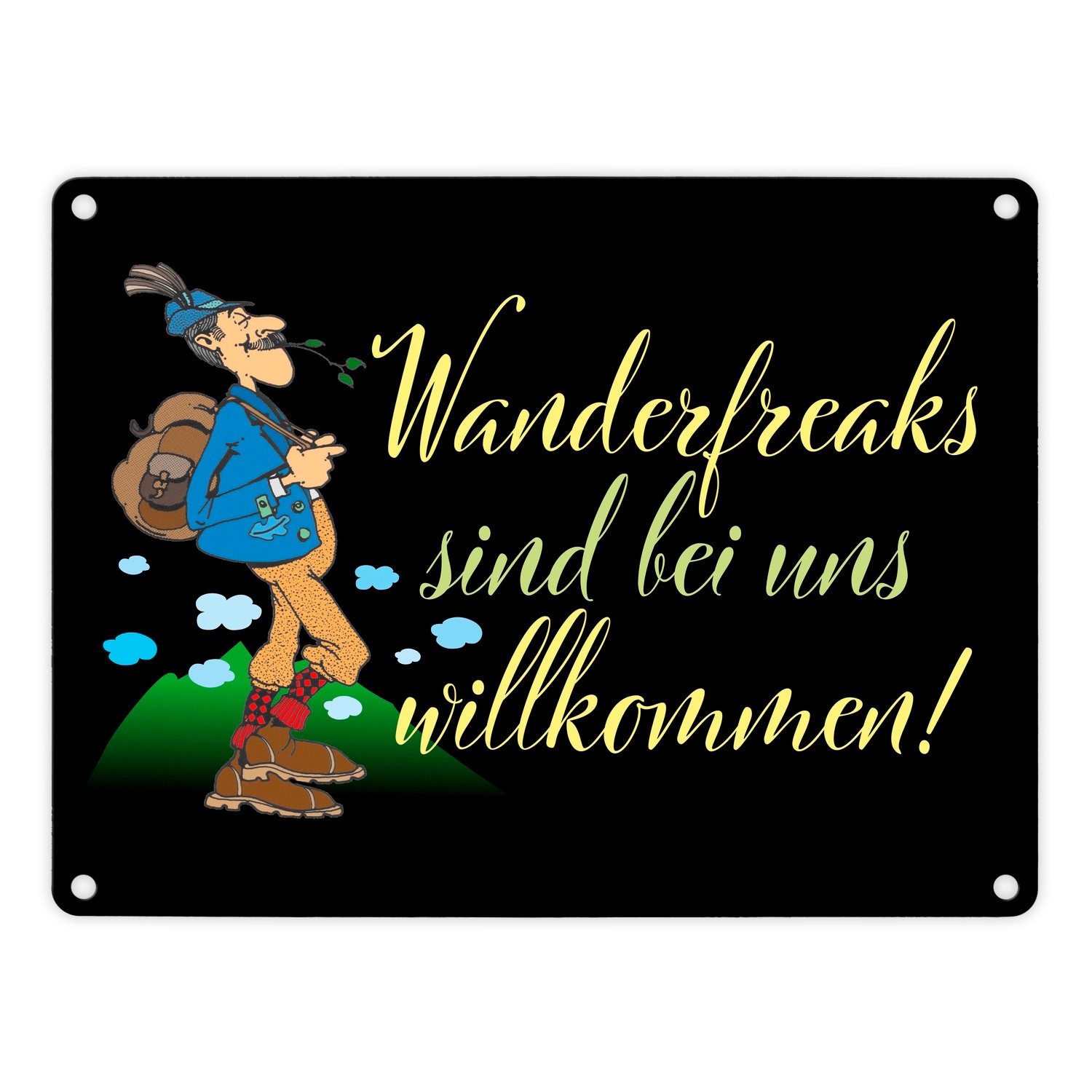Metallschild Wanderfreaks sind bei uns willkommen Metallschild in 15x20 cm