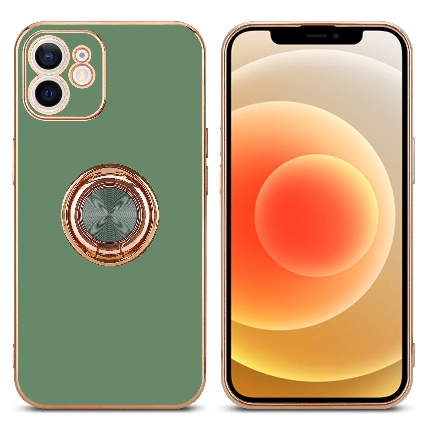 Cadorabo Handyhülle für iPhone 11 Hülle Apple iPhone 11, Schutzhülle - TPU Silikon Hülle - mit Kameraschutz und Ring