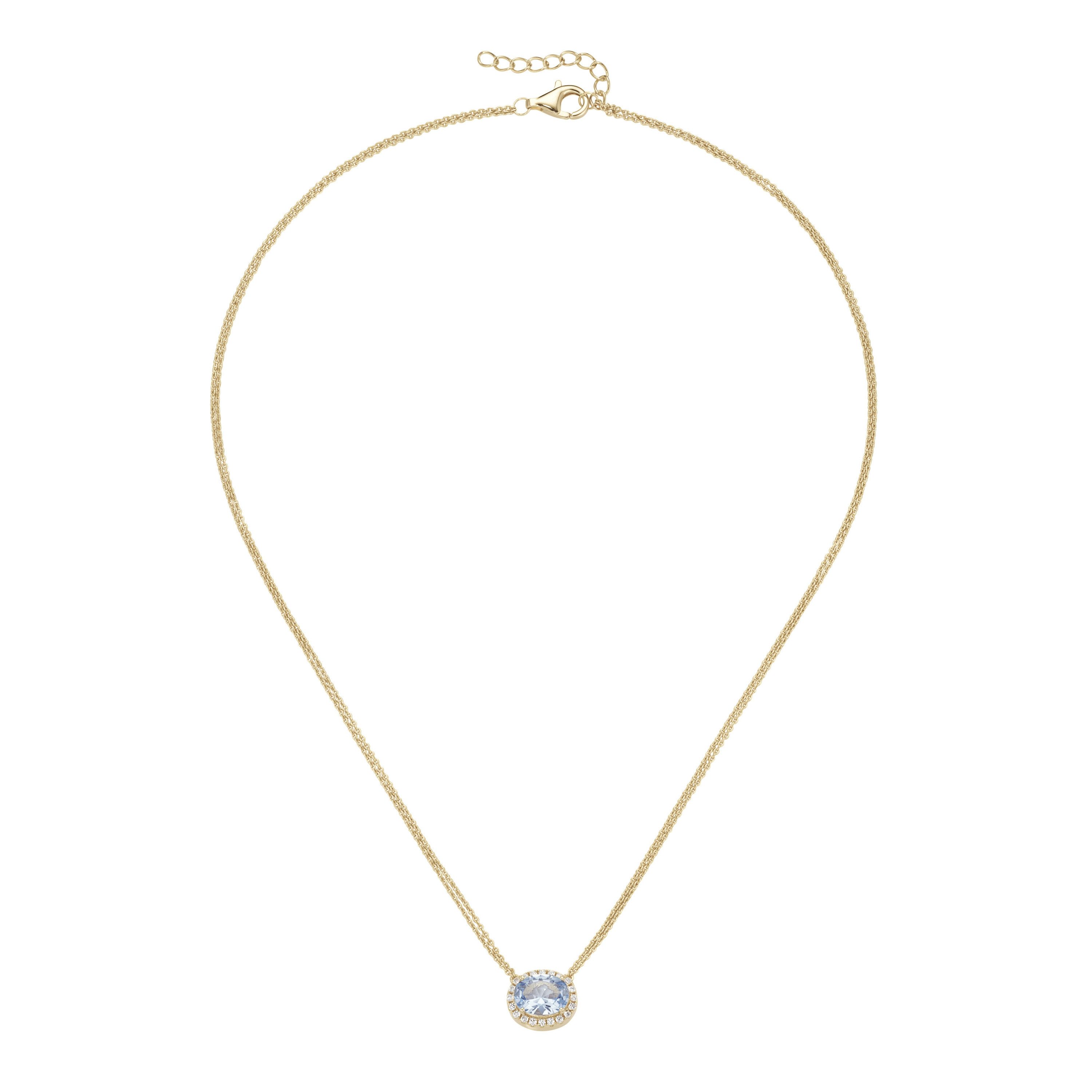Collier mit weißen und hellblauem Zirkonia, Silber 925