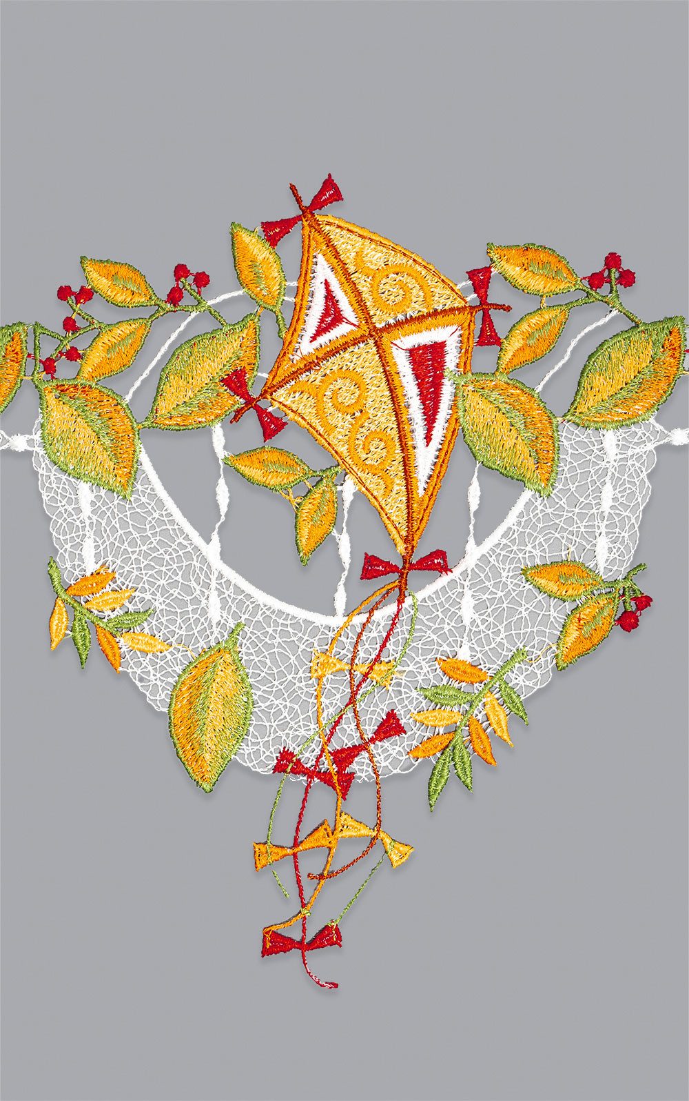 Plauener Spitze® Scheibengardine Herbstdrachen (1 St), transparent, HxB 19x48cm – Bild 3 von 4