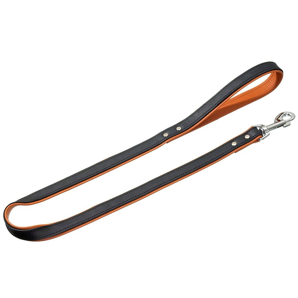 Hundeleine Karlie Rodeo Leine genietet, 22mm 100cm - schwarz/cognac