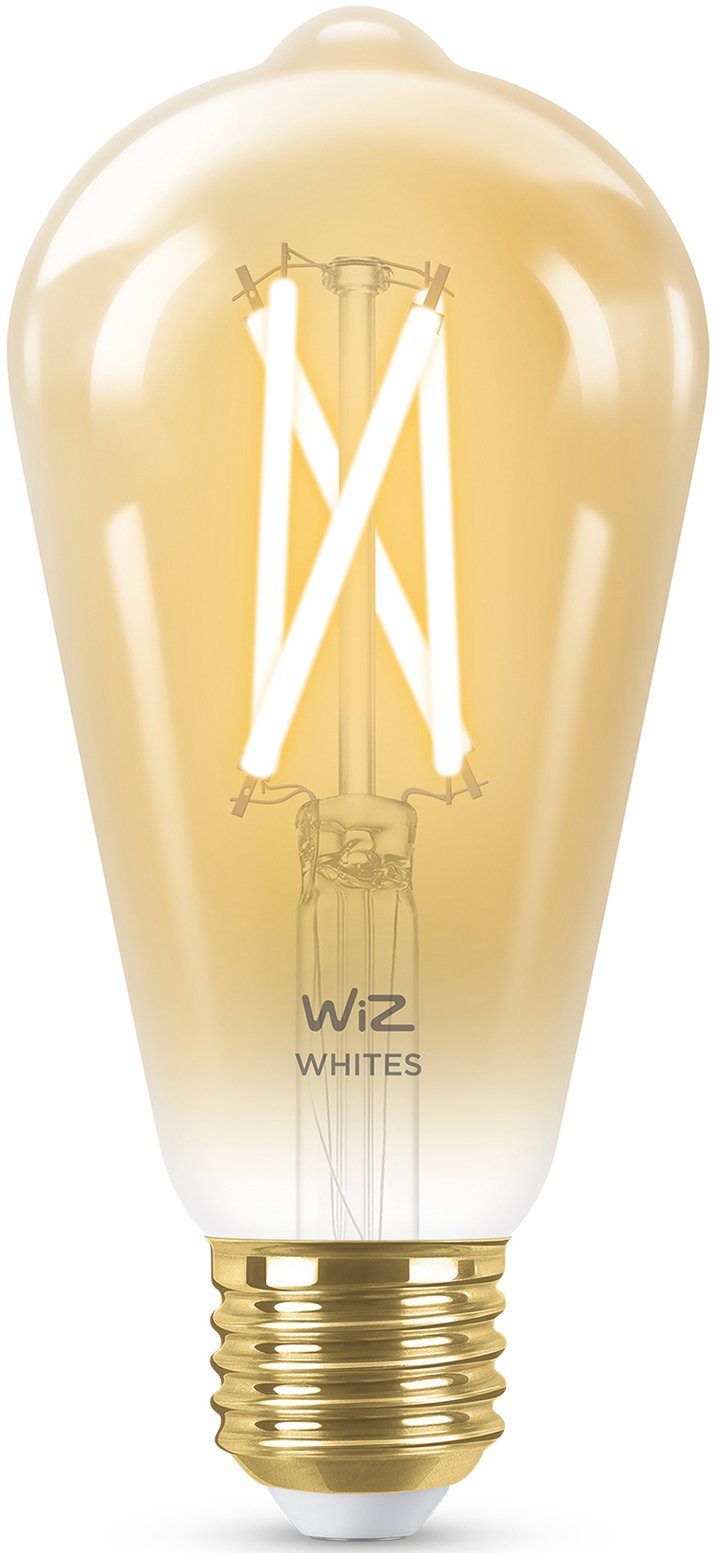 WiZ LED-Filament Filament 50W E27 Edisonform Amber Einzelpack, E27, 1 St., Warmweiß, Wiz Tunable White Filament LED Lampen für klassisches Vintage-Design