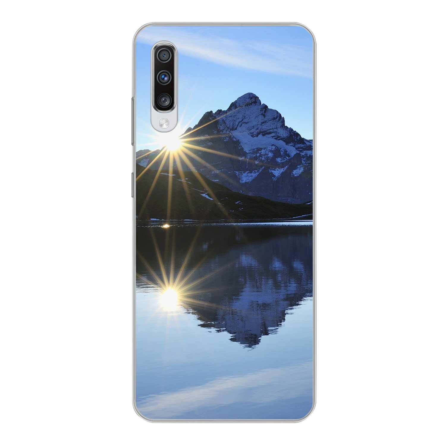 MuchoWow Handyhülle für Samsung Galaxy A70 Alpen - Berg - Wasser - Schnee, Phone Case, Silikon, Schutzhülle Dünn