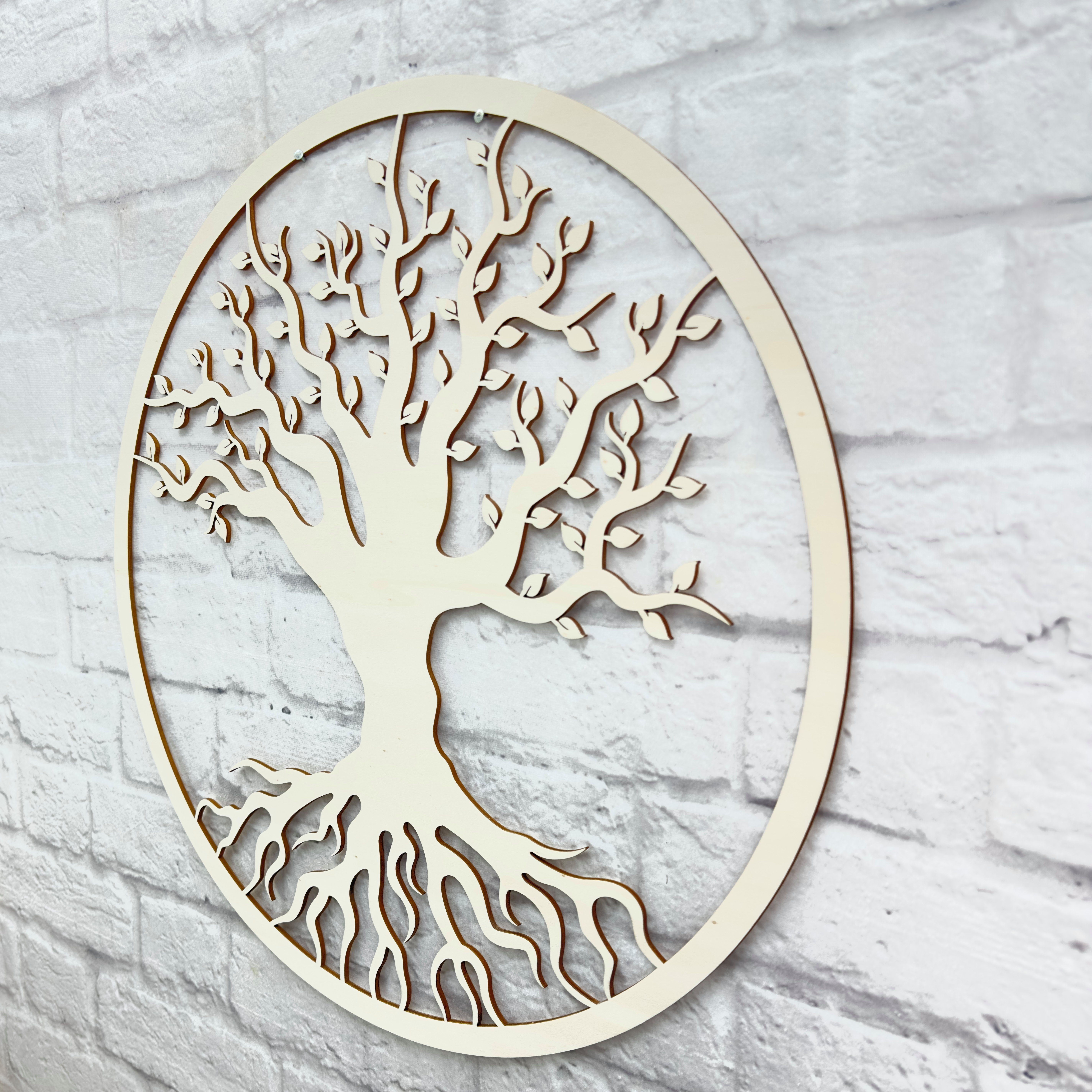 Ø Baummotiv WoodFriends Wanddekoration Größen Holz naturbelassen Holz verschiedene 35-55 Wandbild aus lackiert cm,