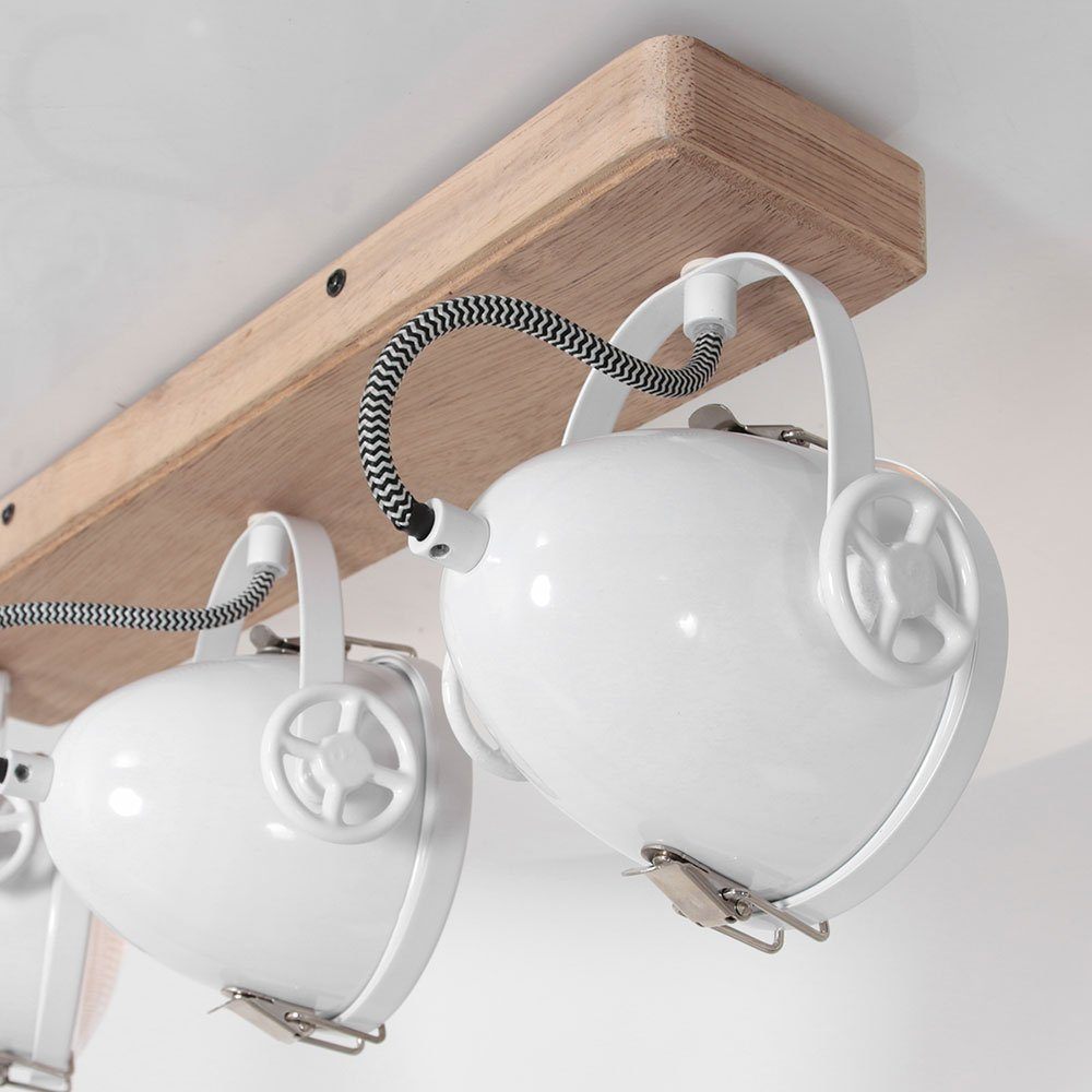 Steinhauer LIGHTING Holz Deckenleuchte, Strahler inklusive, Wohnzimmerleuchte matt Metall LED Deckenlampe nicht beweglich Leuchtmittel weiß