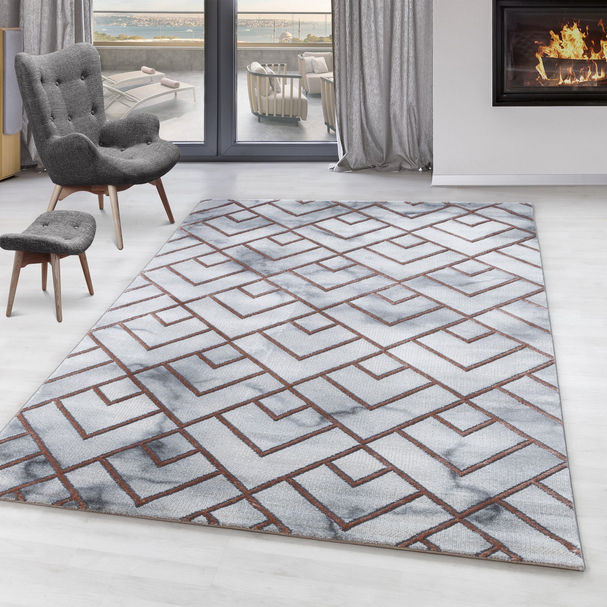 SIMPEX24 Designteppich Marmor Design, Läufer, Höhe: günstig online kaufen