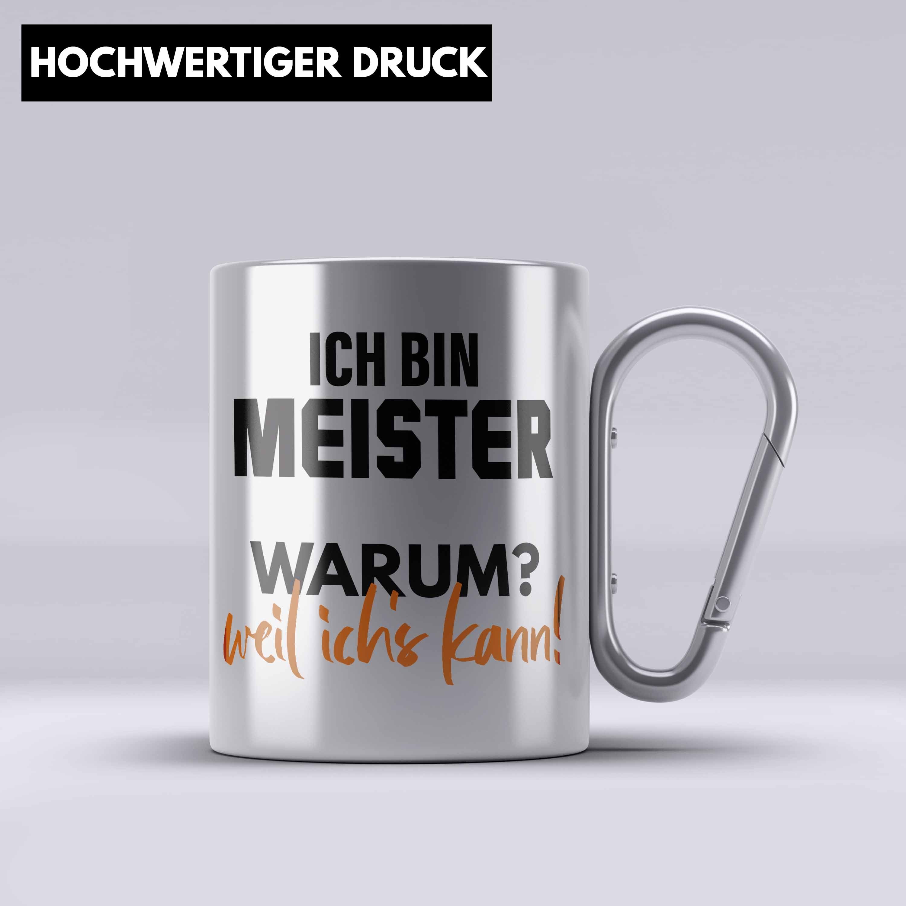 Trendation Thermotasse Meister Prüfung Bestanden Geschenk Meisterprüfung Edelstahl Tasse Mann