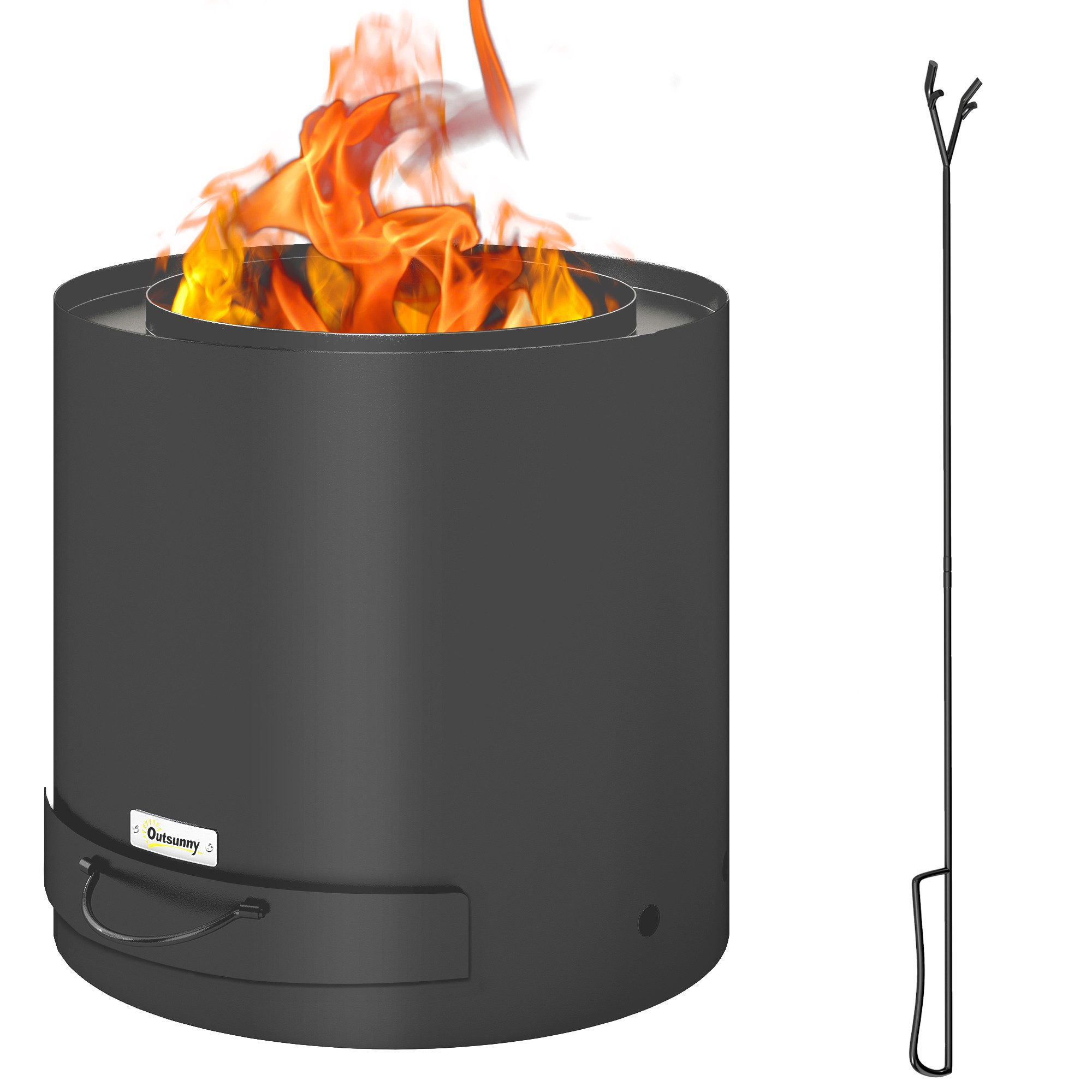 Outsunny Feuerschale mit Schürhaken, Aschenwanne, (Feuerstelle günstig online kaufen