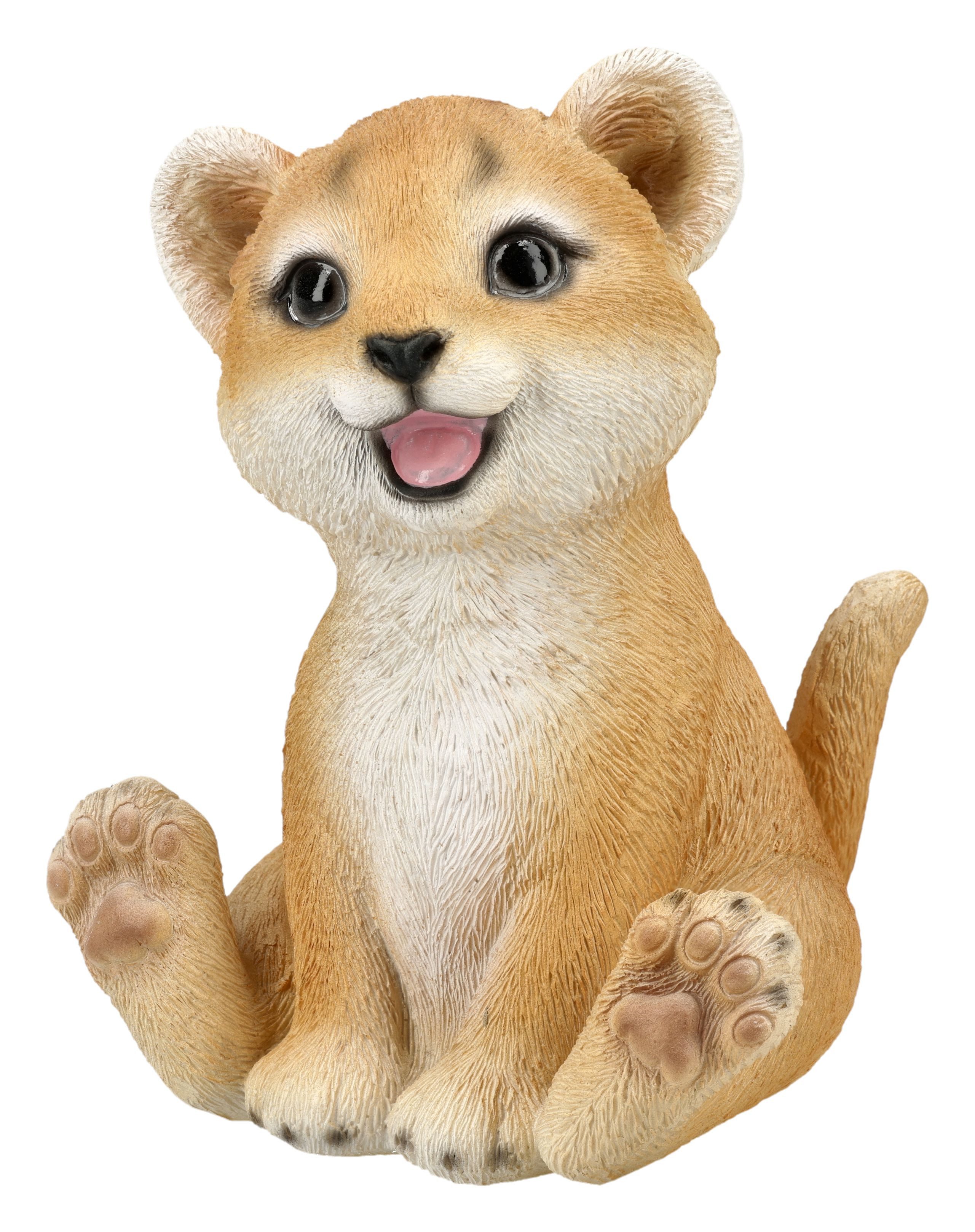 Figuren Shop GmbH Tierfigur Löwenwelpe Figur – Tierbaby Statue Löwe handbemalt Dekofigur 13 cm