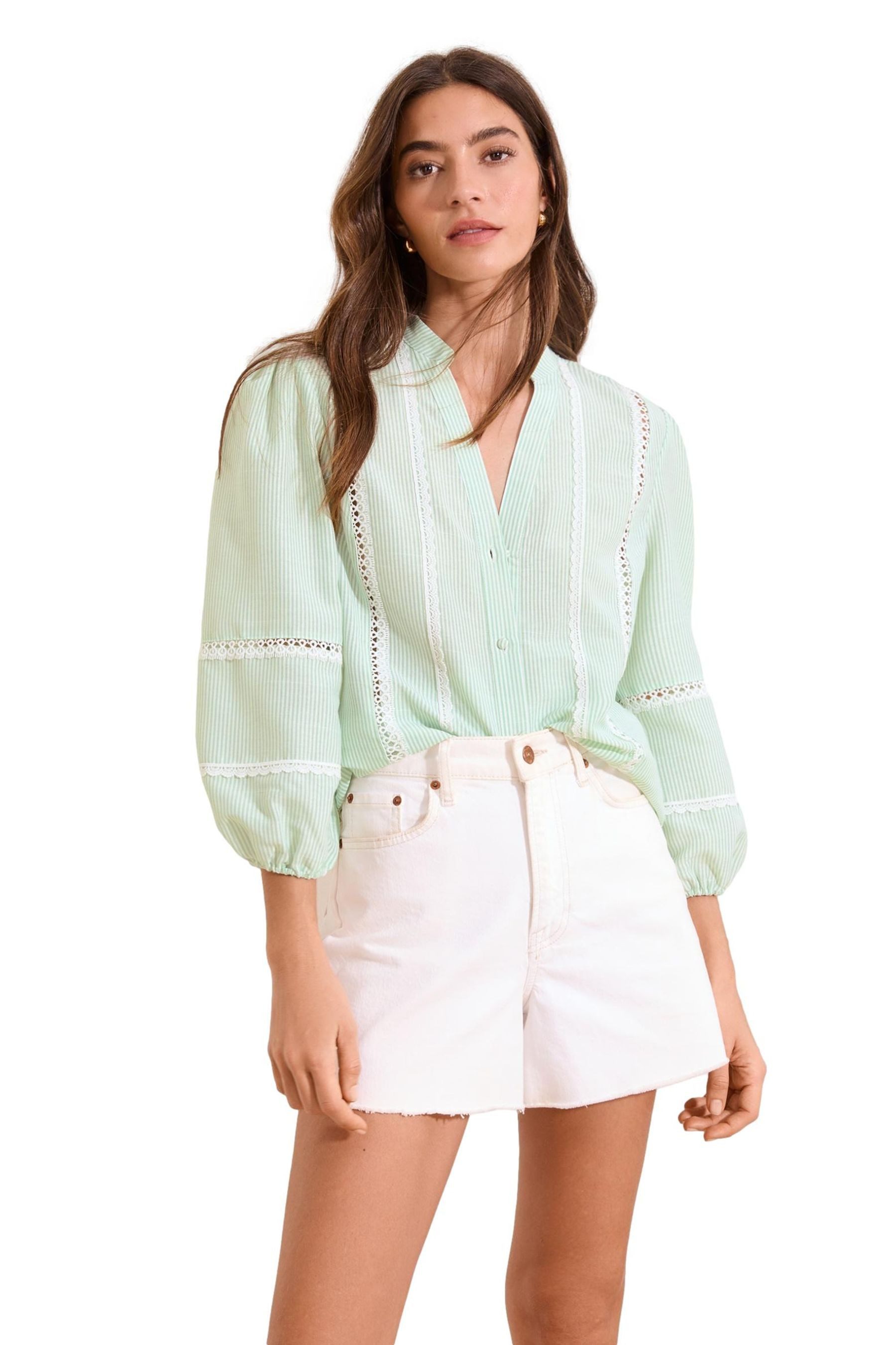 Langarmbluse Lipsy Grandad-Bluse mit 3/4-Ärmeln, Regular