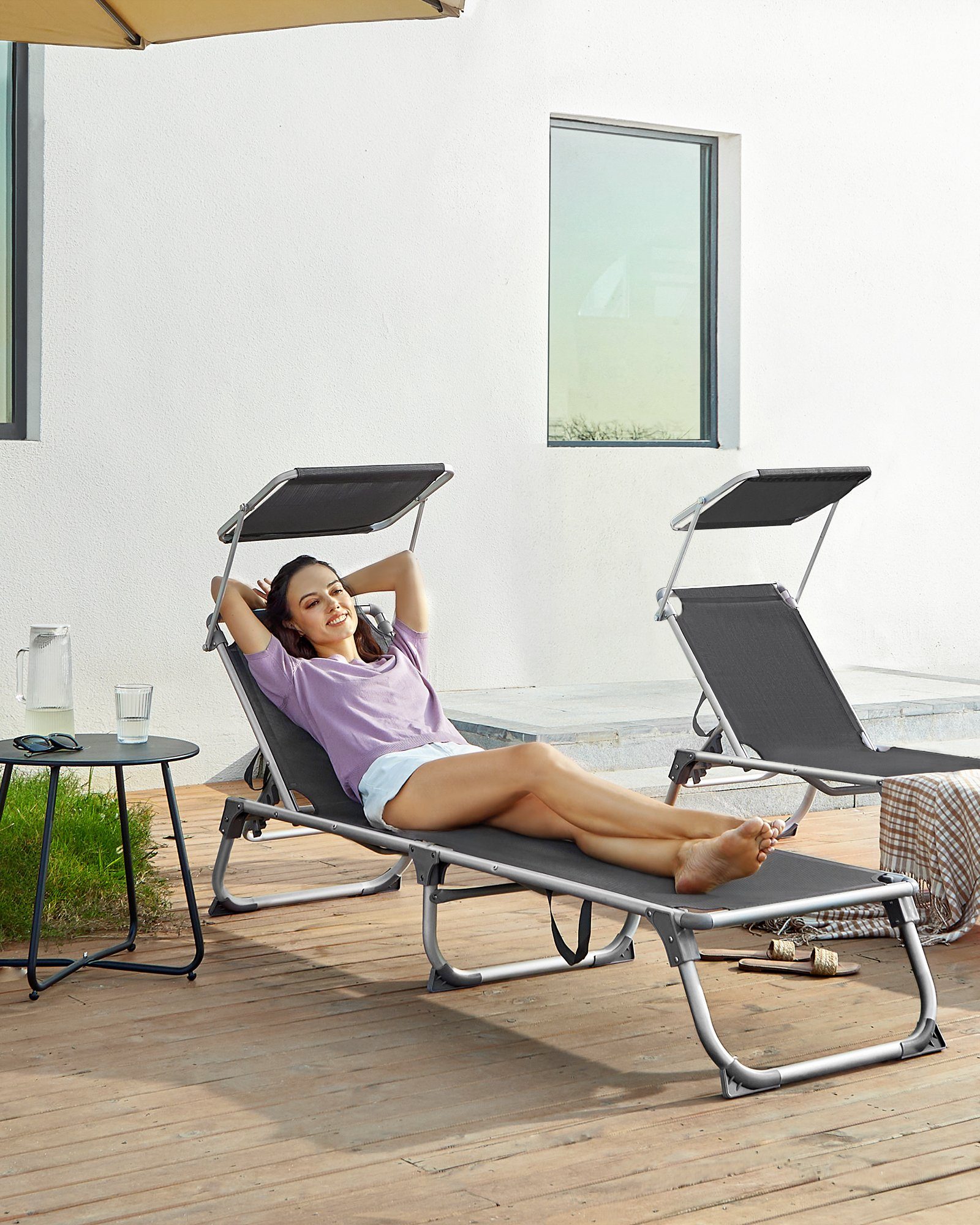 SONGMICS Gartenliege, 2 St., Sonnenliege klappbar günstig online kaufen