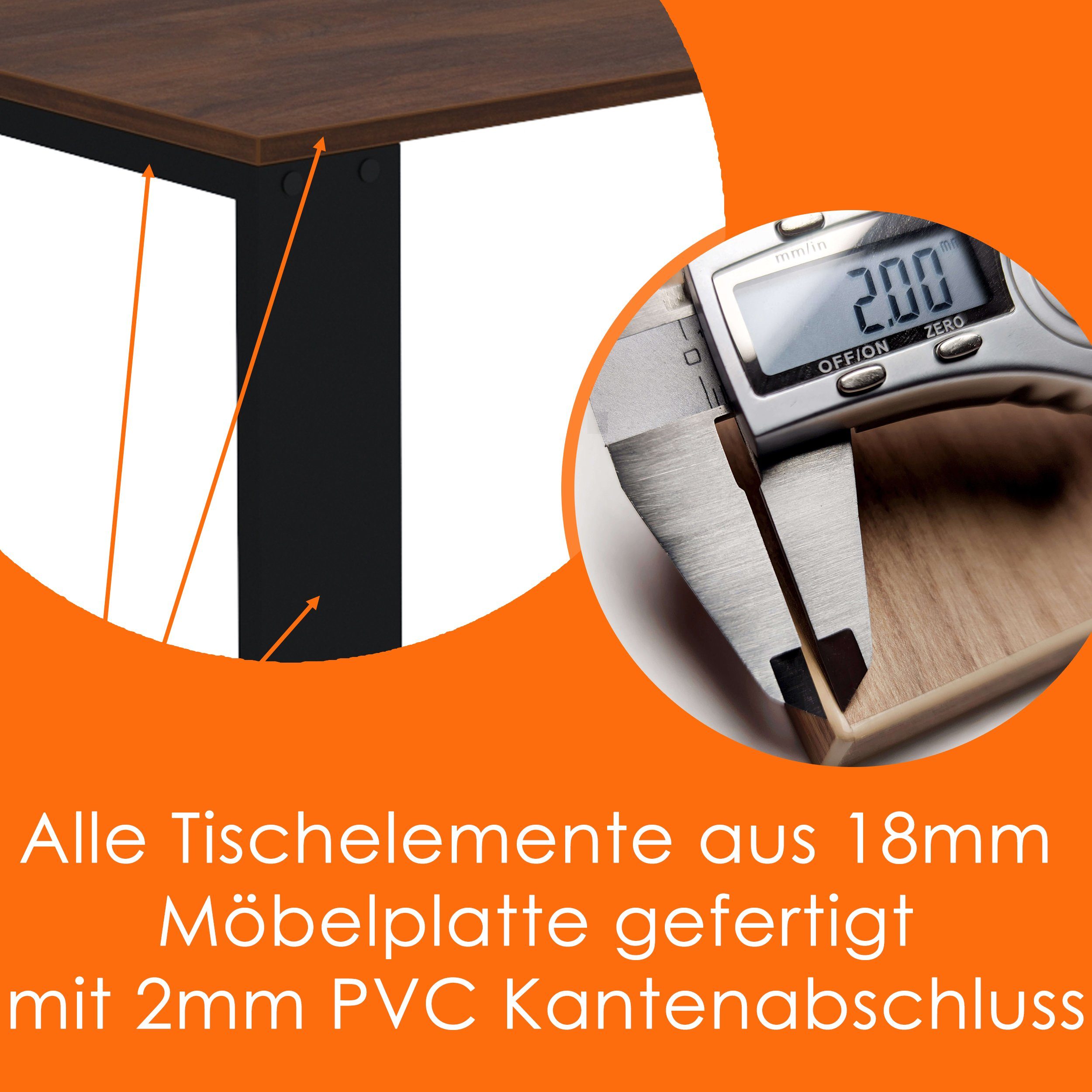 Beinen Esszimmertisch AKKE Schwarze LOFT Esstisch, 2mm-PVC Caravaggio Küchentisch Bürotisch