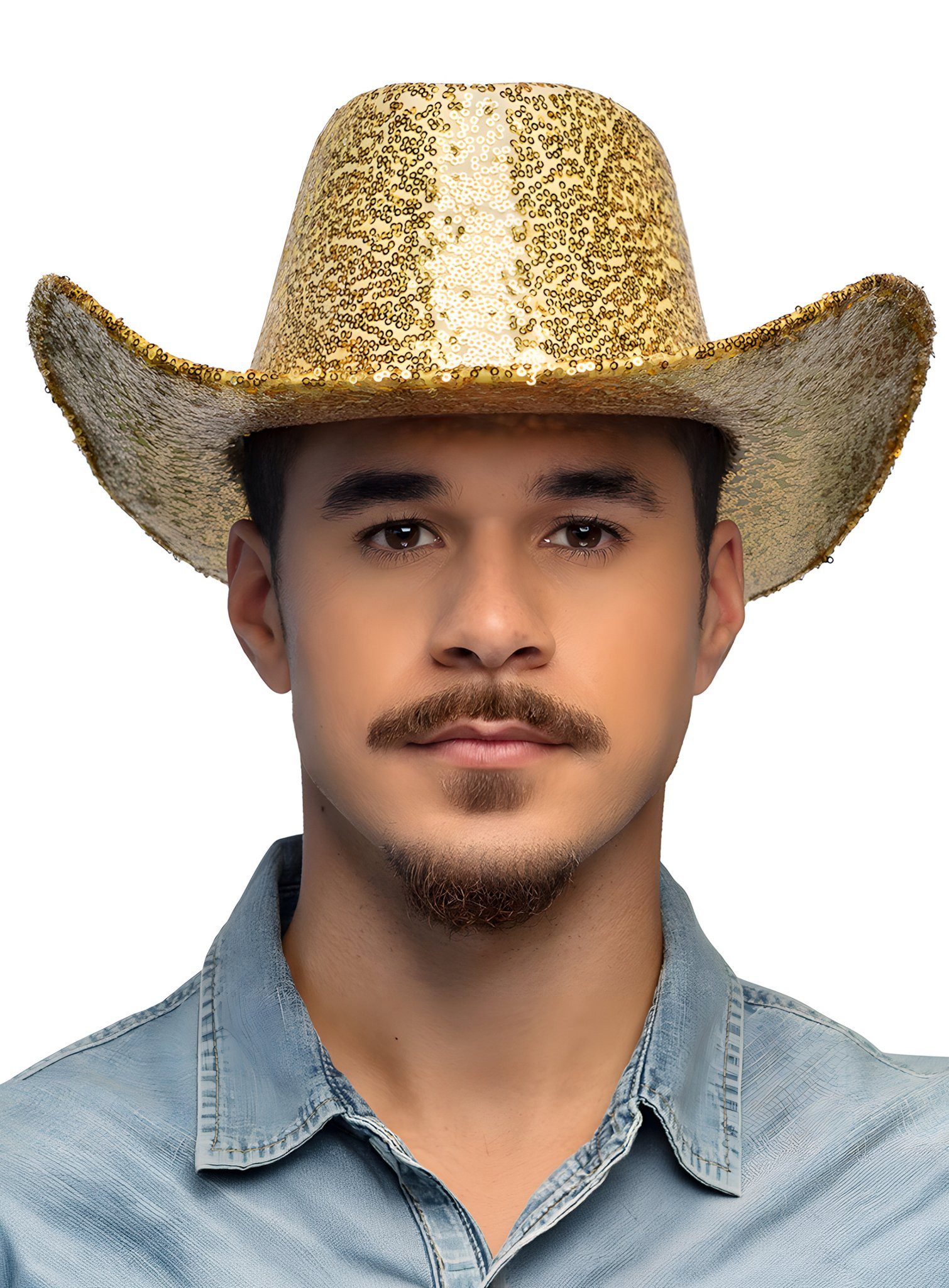 Boland Kostüm Cowboyhut Glitzer Rodeo gold, Für den glanzvollen Ritt zum nächsten Festival!