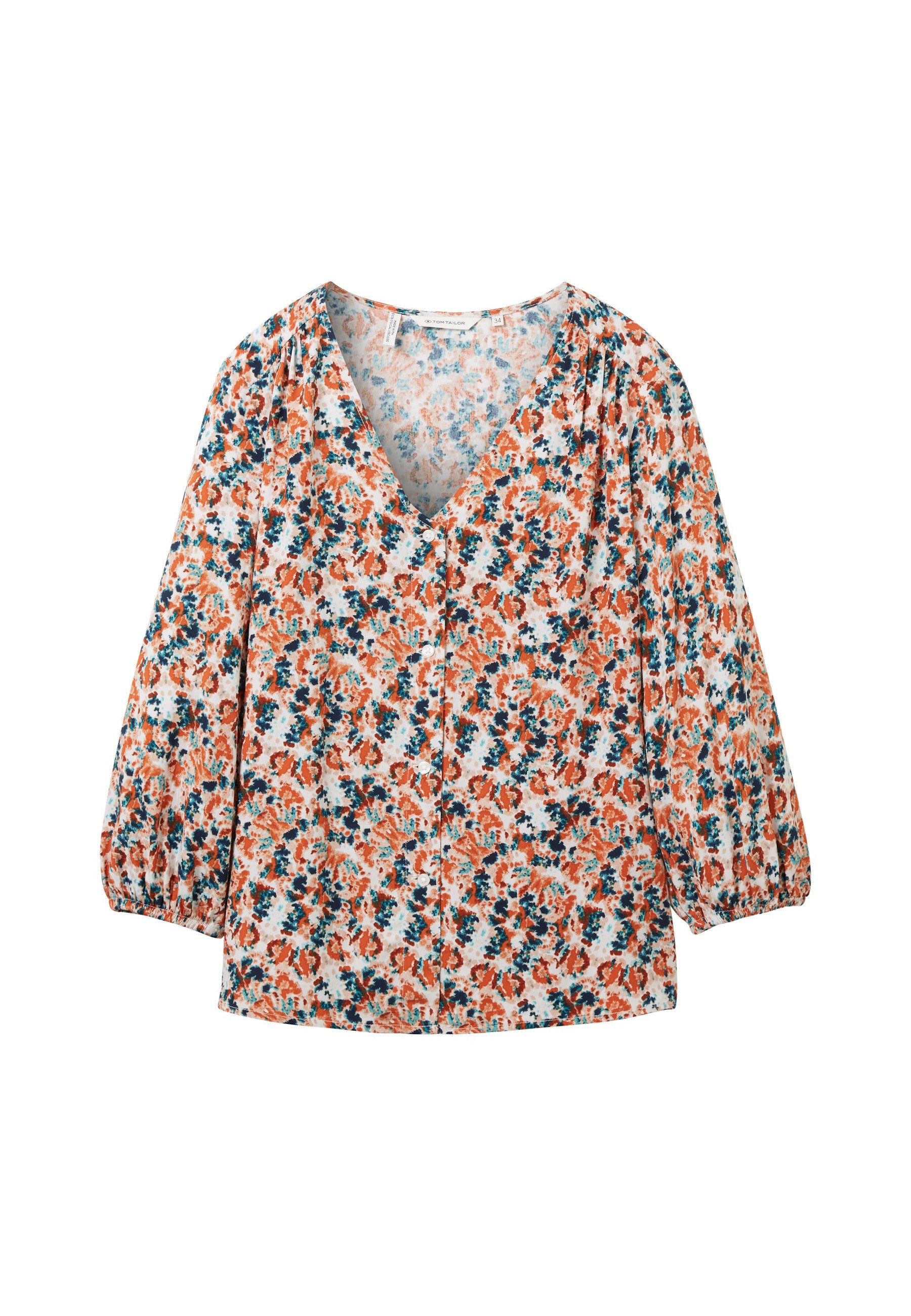 TOM TAILOR Langarmbluse Bluse Langarmhemd mit 3/4 Ärmeln und Loose Fit (1-tlg)