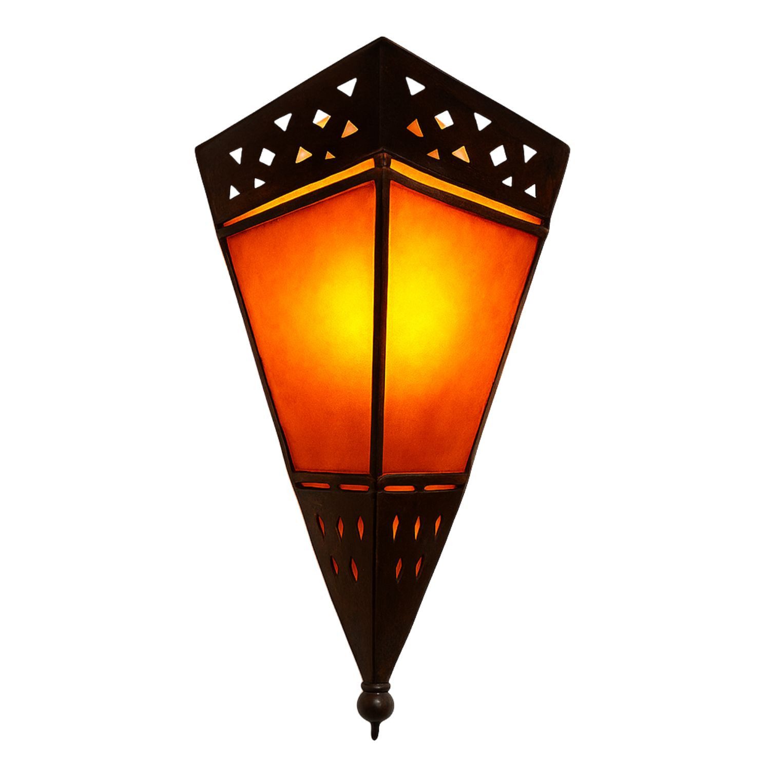 Marrakesch Orient & Mediterran Interior Wandleuchte Mediterrane Wandlampe Rabat Lampe aus Ziegenleder in Orange 30 cm, Handarbeit