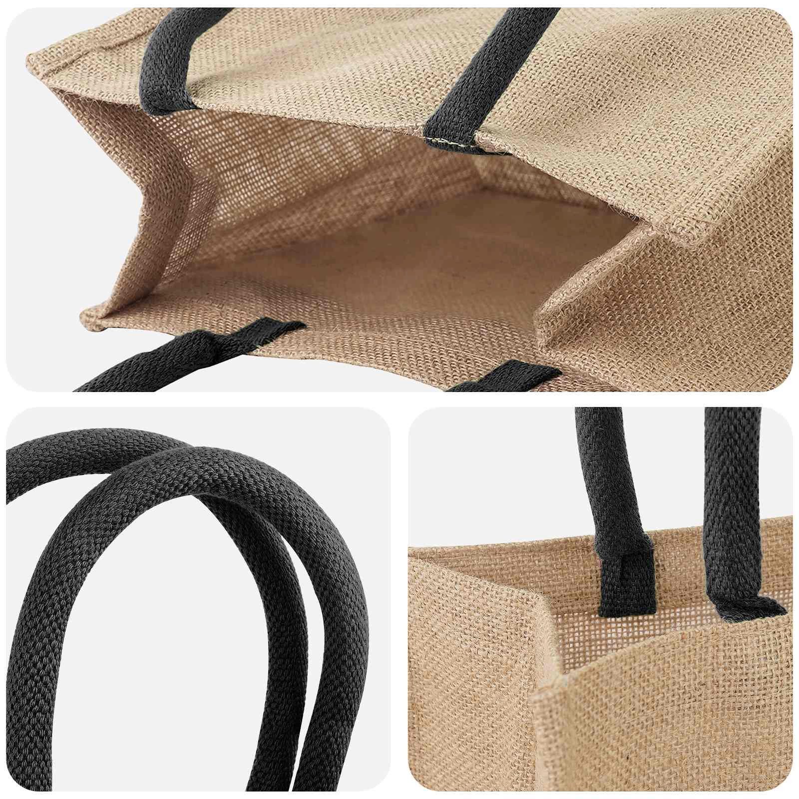 vidaXL Einkaufstrolley Jute-Handtaschen 5 Natürlich und Schwarz 26 x 22 x 14 cm