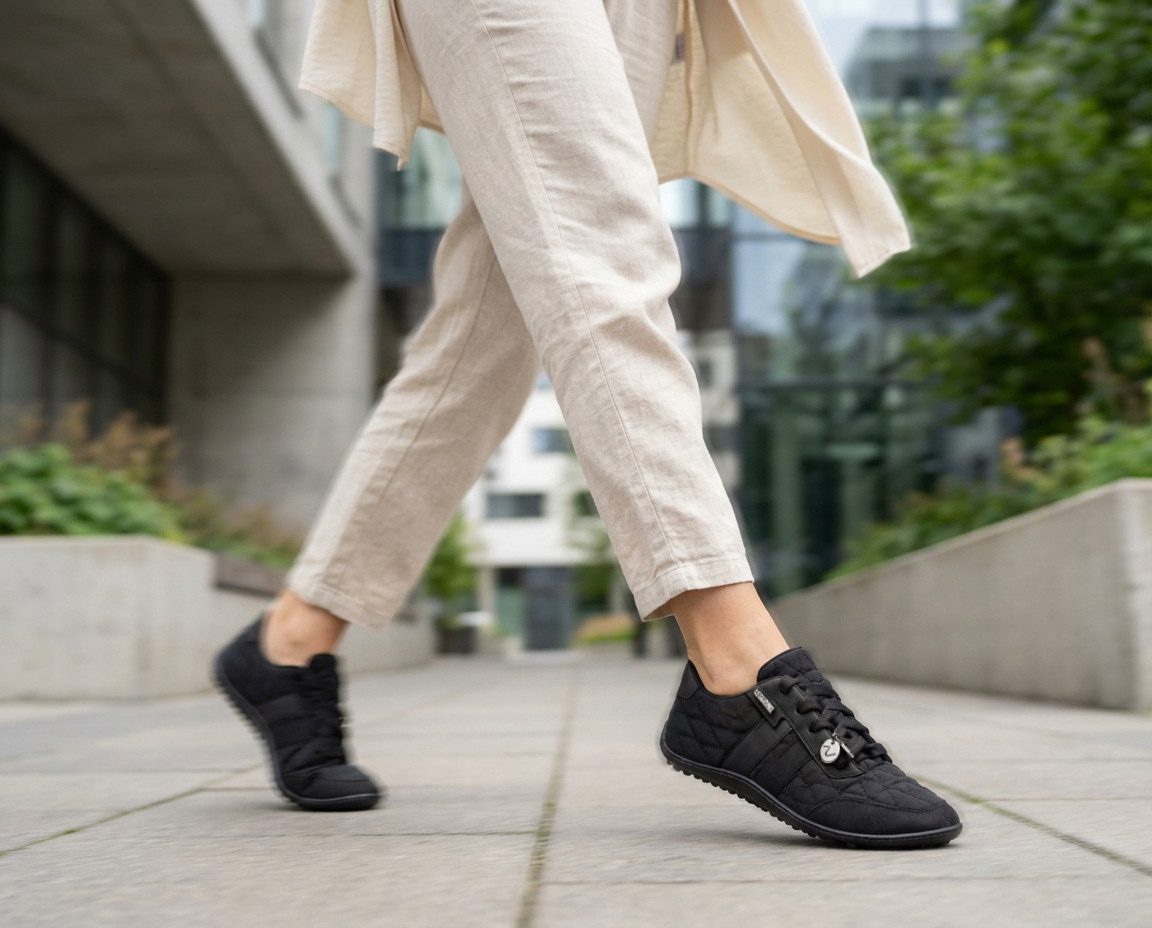 Leguano NIGHTSTEP Barfußschuh Schnürschuh mit Ziersteppung und Logo-Anhänger
