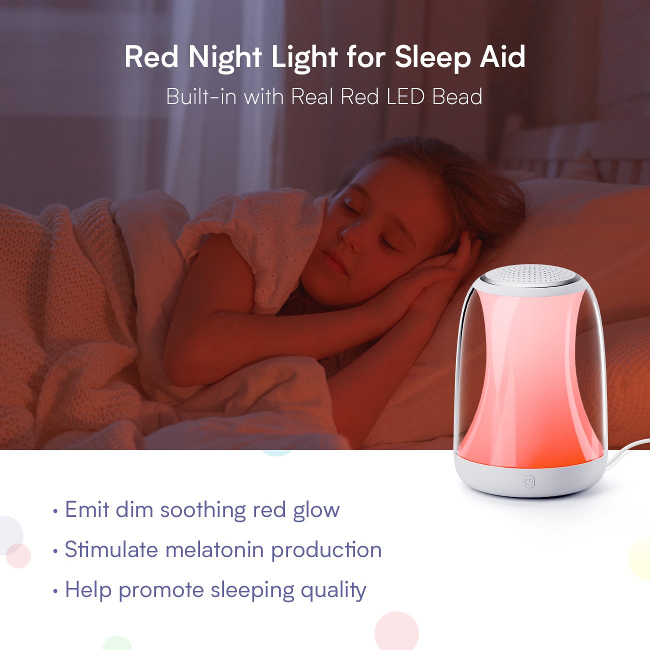 Novostella LED Nachtlicht RGB LED Nachtlicht Kinderlampe Nursey Licht mit 27 weißen Geräuschen, LED fest integriert