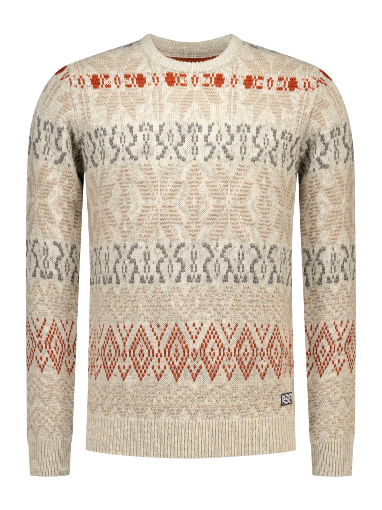 New Zealand Auckland Strickpullover NZA263 H natur,Freizeit,Wolle,Allover-Print,Rundhals,Langarm,Regular Fit