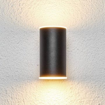 Lindby LED Außen-Wandleuchte Morena, LED-Leuchtmittel fest verbaut, warmweiß, Modern, Edelstahl, Kunststoff, Schwarz, 2 flammig, inkl. Leuchtmittel