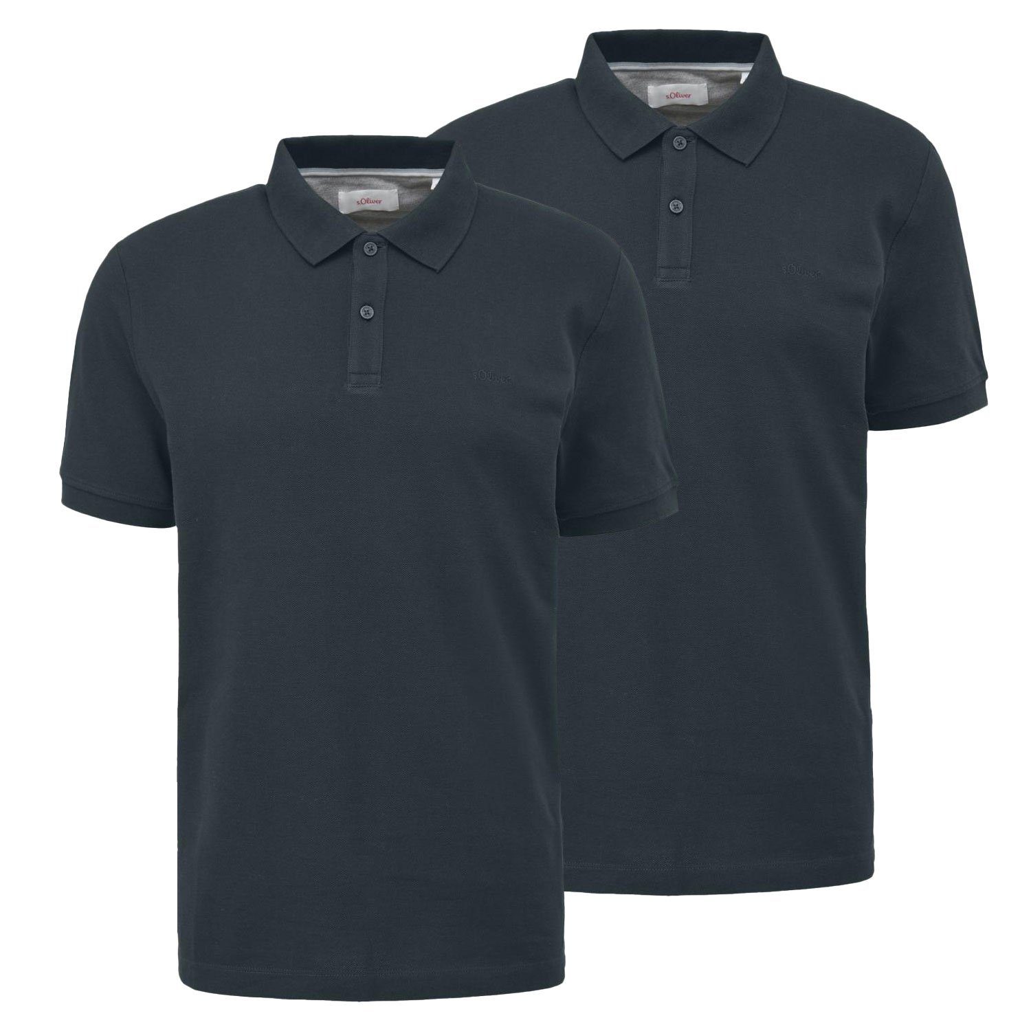 s.Oliver Poloshirt (2-tlg) 2 Knöpfe, Logo-Stickerei, klassisch, sportive Piqué-Struktur, 2er Pack