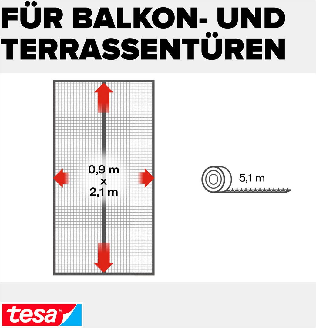 tesa Insektenschutz-Vorhang Magnetvorhang - selbstschließend - Insektenschutzvorhang, (Packung, 1-St., Magnetvorhang, selbstklebendes Klettband), INSECT STOP zu – Bild 4 von 5