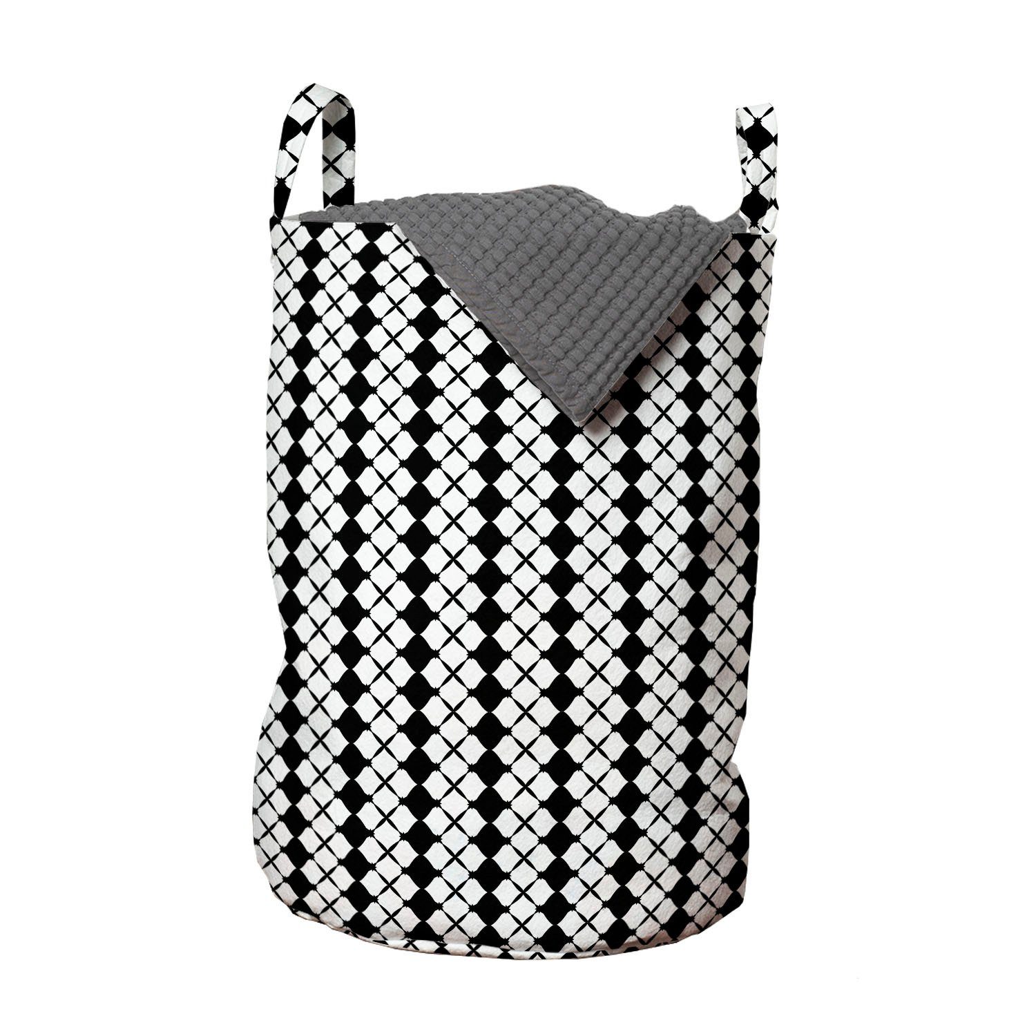 Abakuhaus Wäschesäckchen Wäschekorb mit Griffen Kordelzugverschluss für Waschsalons, Abstrakte Geometrie Rhombus Grids