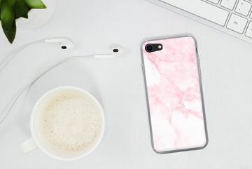 MuchoWow Handyhülle Marmor - Weiß - Rosa - Chic - Marmoroptik, Handyhülle Apple iPhone 8, Smartphone-Bumper, Print, Handy Schutzhülle