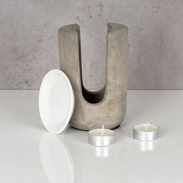 Levandeo® Duftlampe, Duftlampe Beton Weiß 10x15cm inkl. 2x Teelicht Tischdeko