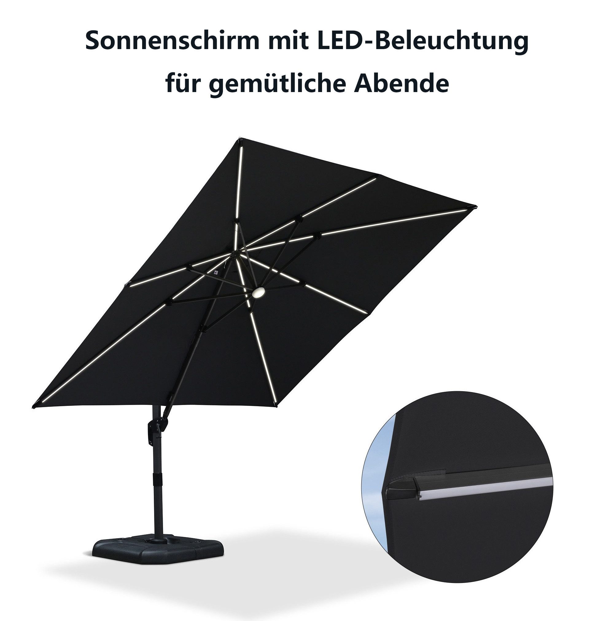 PURPLE LEAF Ampelschirm Quadratischer Alu Balkonschirm, günstig online kaufen