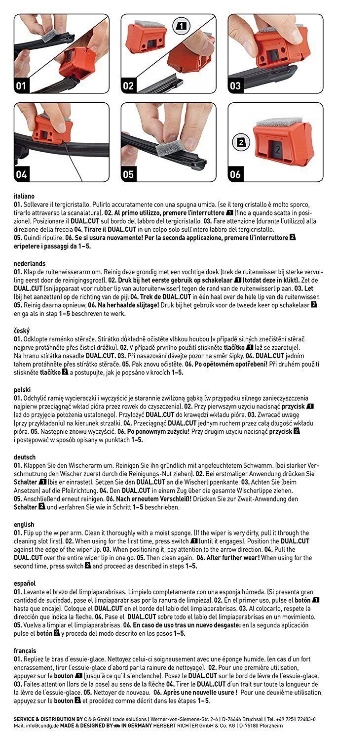 Wischerblätter Nach- Schneider CUT Werkzeugset Tuch DUAL HR-IMOTION 728 mit Scheibenwischer Nachschneider Schneider